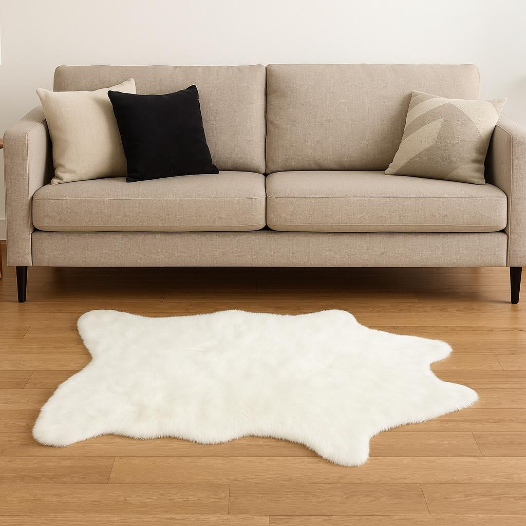 4' X 5' Off White Faux Cowhide Animal Print Cowhide Area Rug-Area Rugs-DECOROLALA