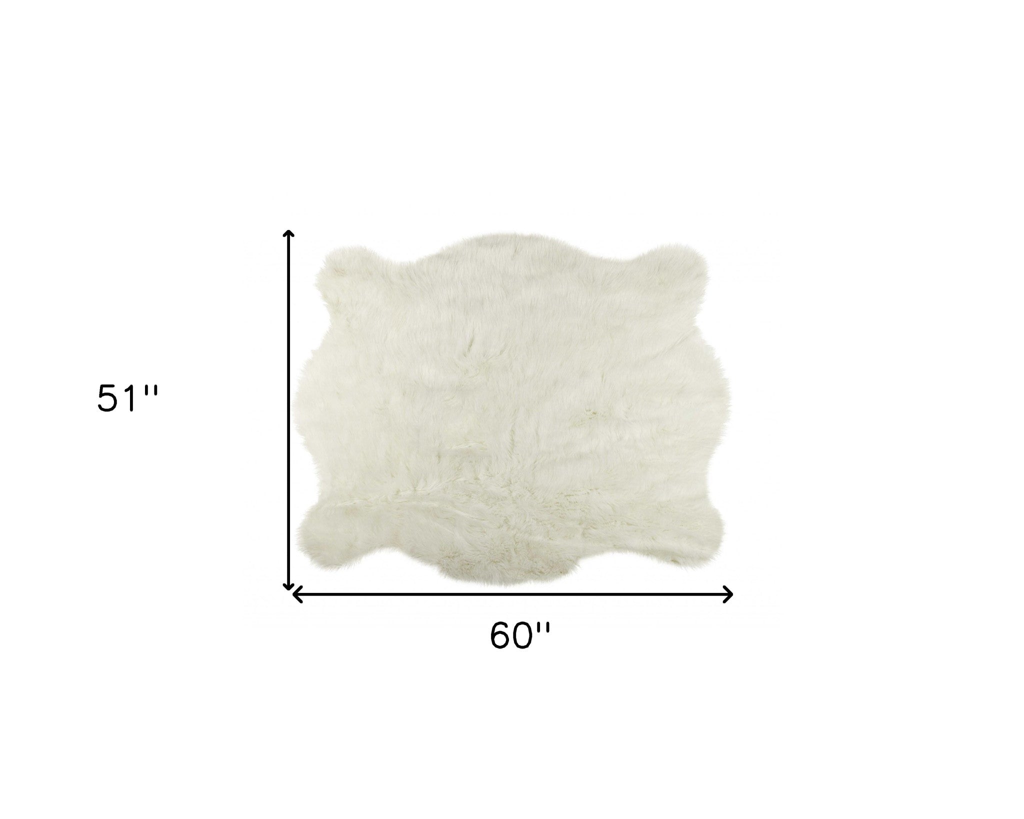 4' X 5' Polar Bear Off White Faux Hide Area Rug-Area Rugs-DECOROLALA