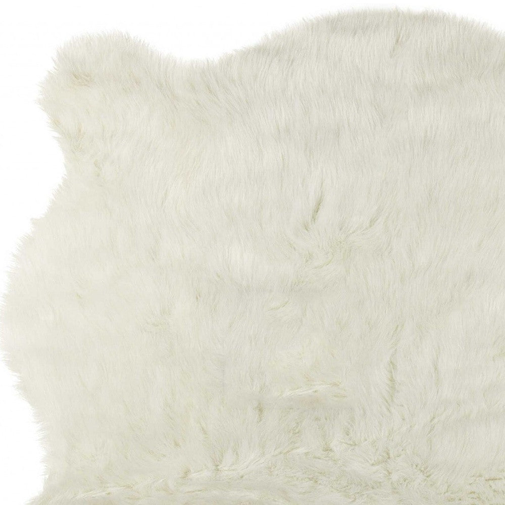 4' X 5' Polar Bear Off White Faux Hide Area Rug-Area Rugs-DECOROLALA