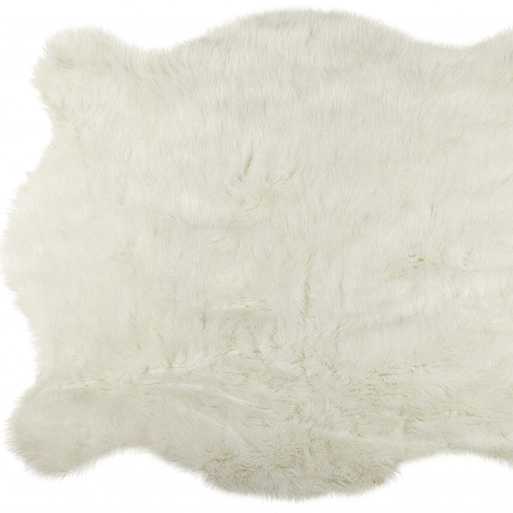 4' X 5' Polar Bear Off White Faux Hide Area Rug-Area Rugs-DECOROLALA