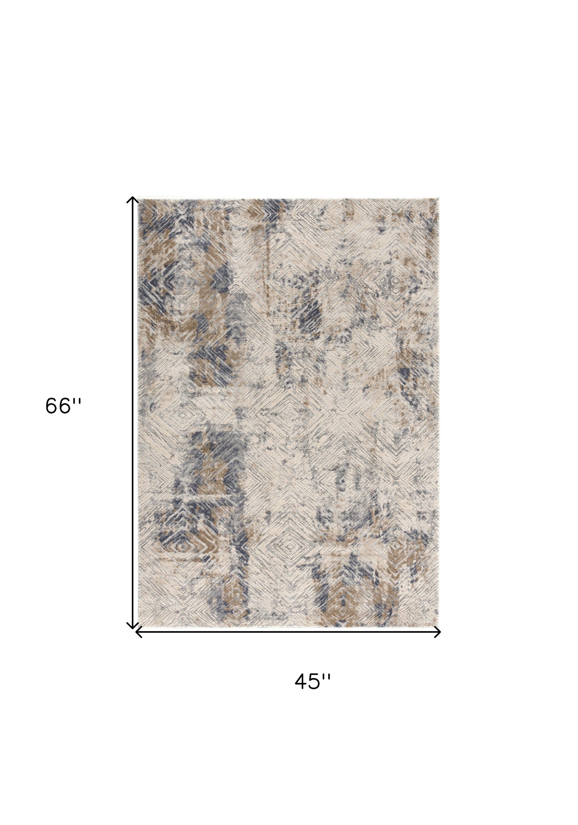 4' X 6' Beige Abstract Printed Area Rug-Area Rugs-DECOROLALA