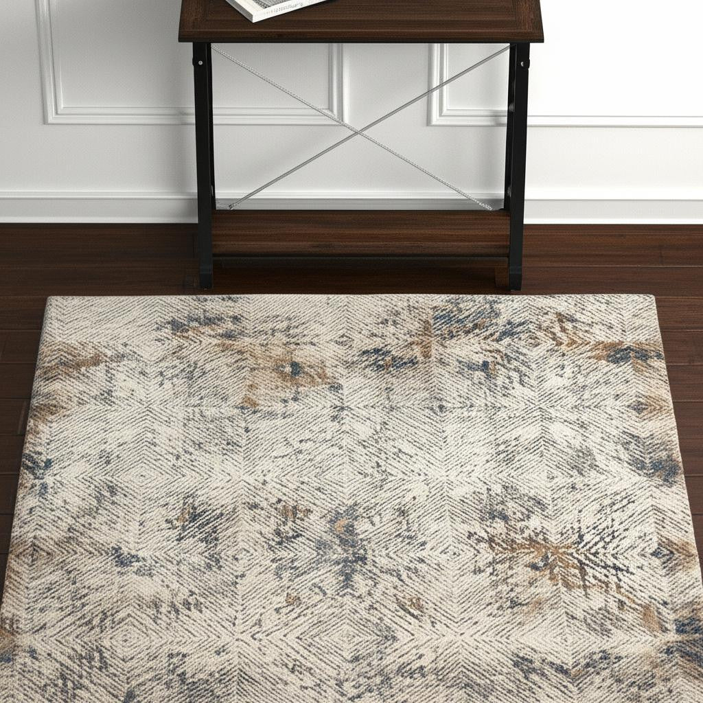 4' X 6' Beige Abstract Printed Area Rug-Area Rugs-DECOROLALA
