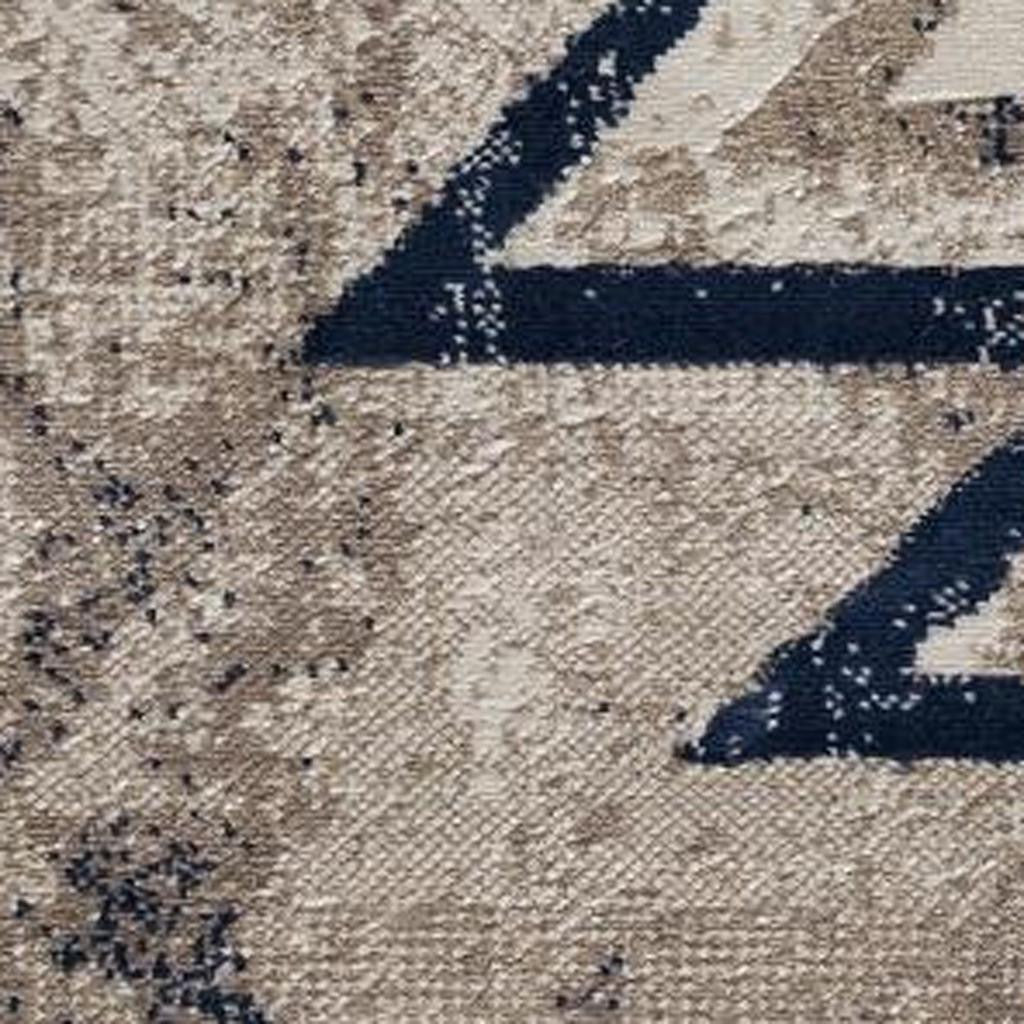 4' X 6' Beige And Blue Boho Chic Area Rug-Area Rugs-DECOROLALA