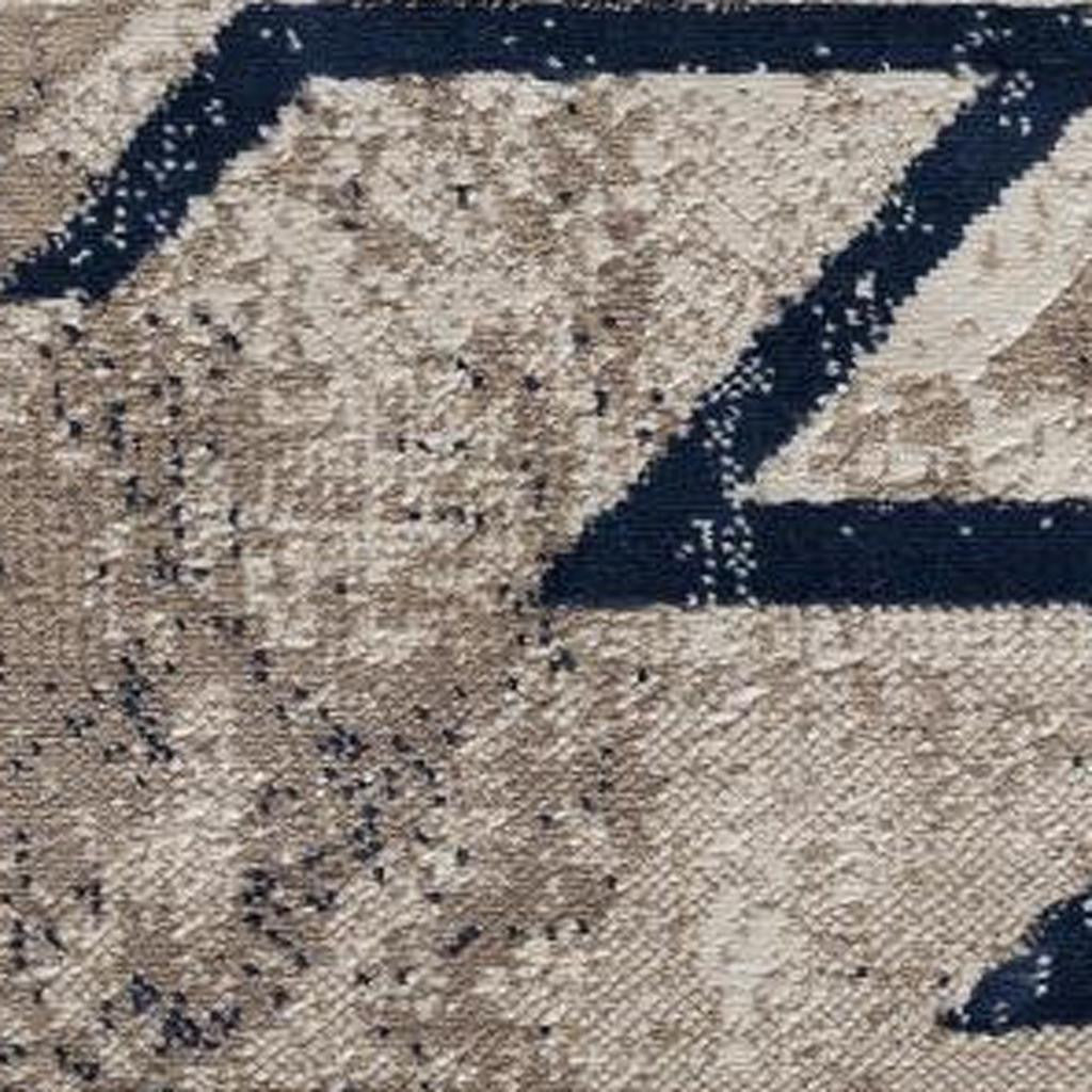 4' X 6' Beige And Blue Boho Chic Area Rug-Area Rugs-DECOROLALA