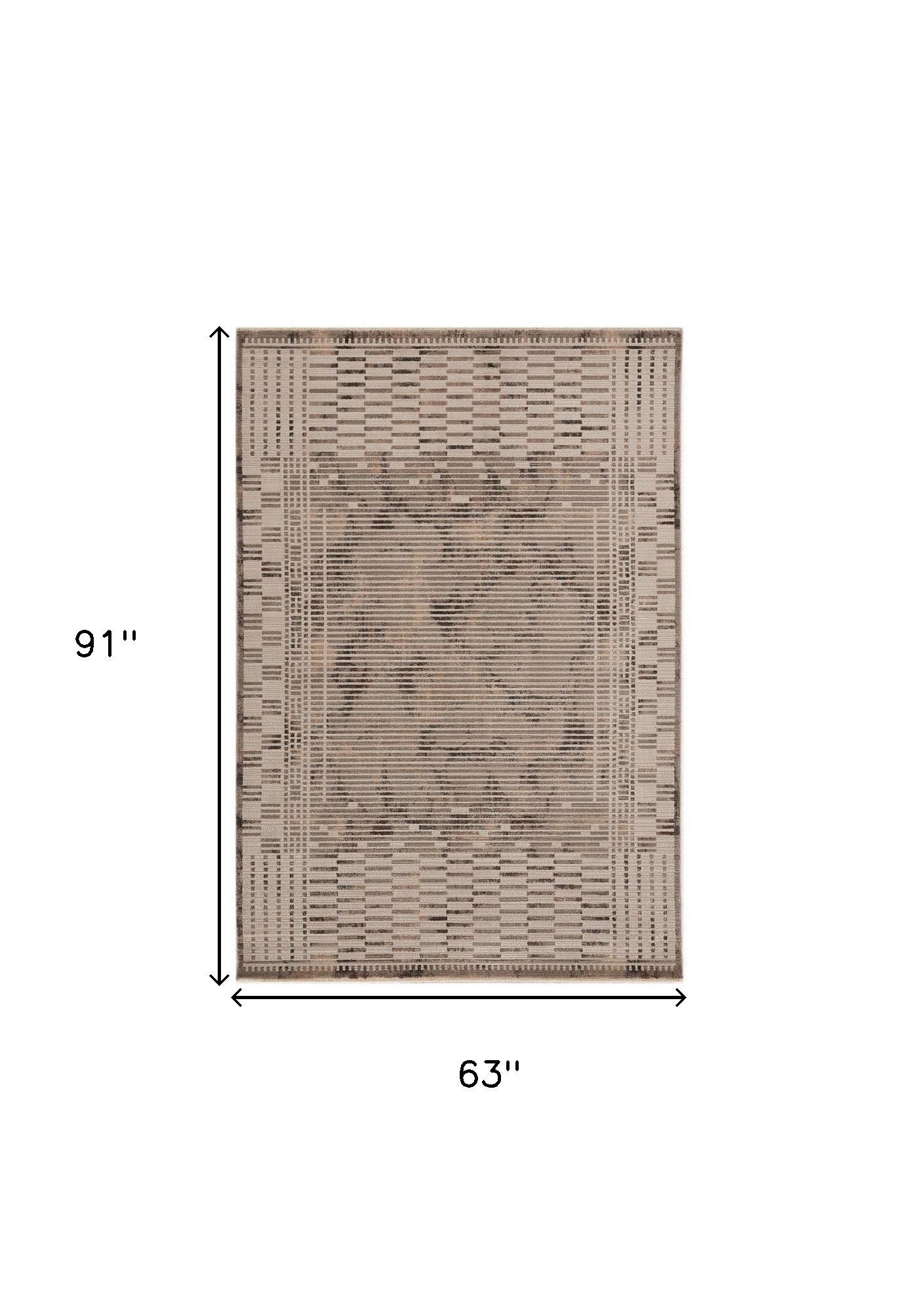 4' X 6' Beige And Brown Abstract Area Rug-Area Rugs-DECOROLALA