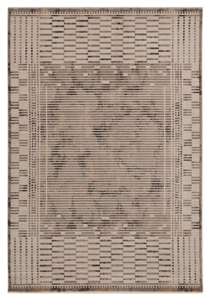 4' X 6' Beige And Brown Abstract Area Rug-Area Rugs-DECOROLALA
