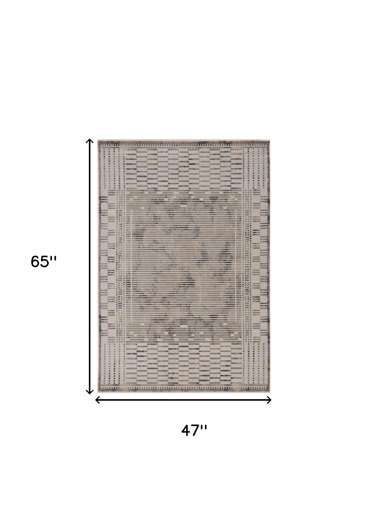4' X 6' Beige And Brown Abstract Area Rug-Area Rugs-DECOROLALA