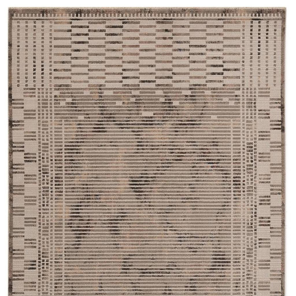 4' X 6' Beige And Brown Abstract Area Rug-Area Rugs-DECOROLALA