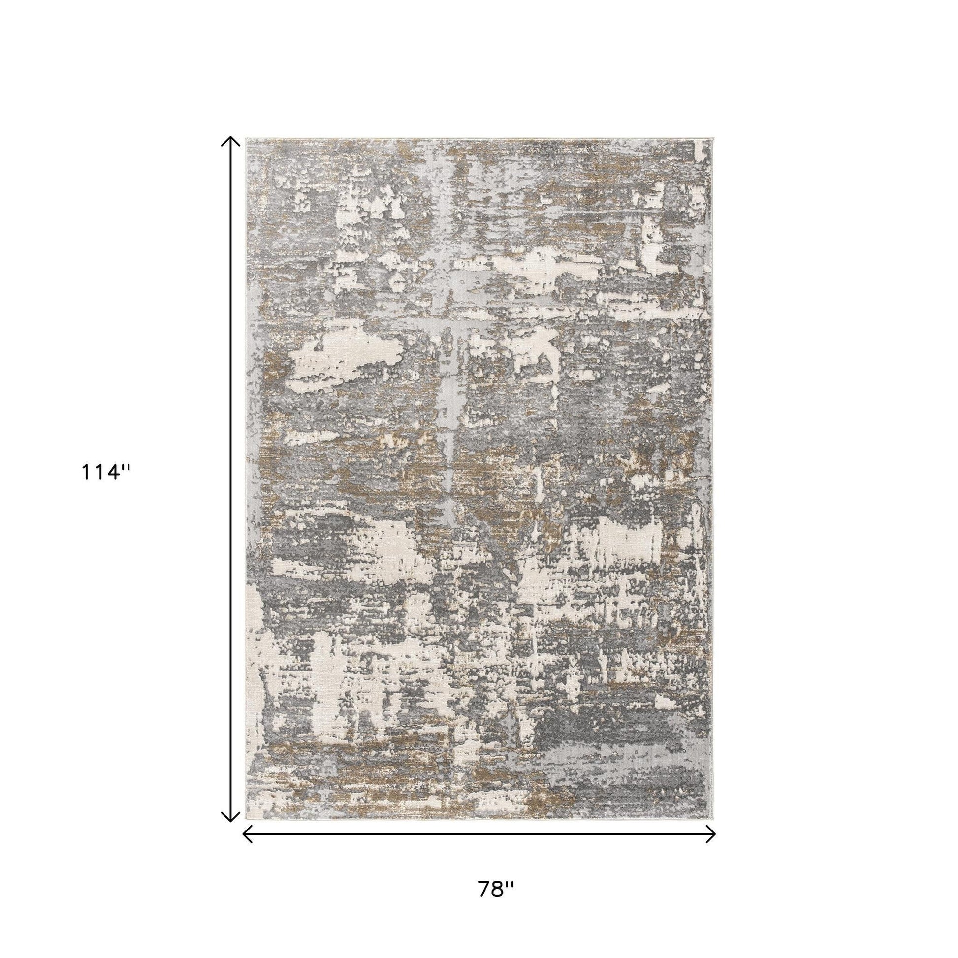 4' X 6' Beige And Gray Distressed Area Rug-Area Rugs-DECOROLALA