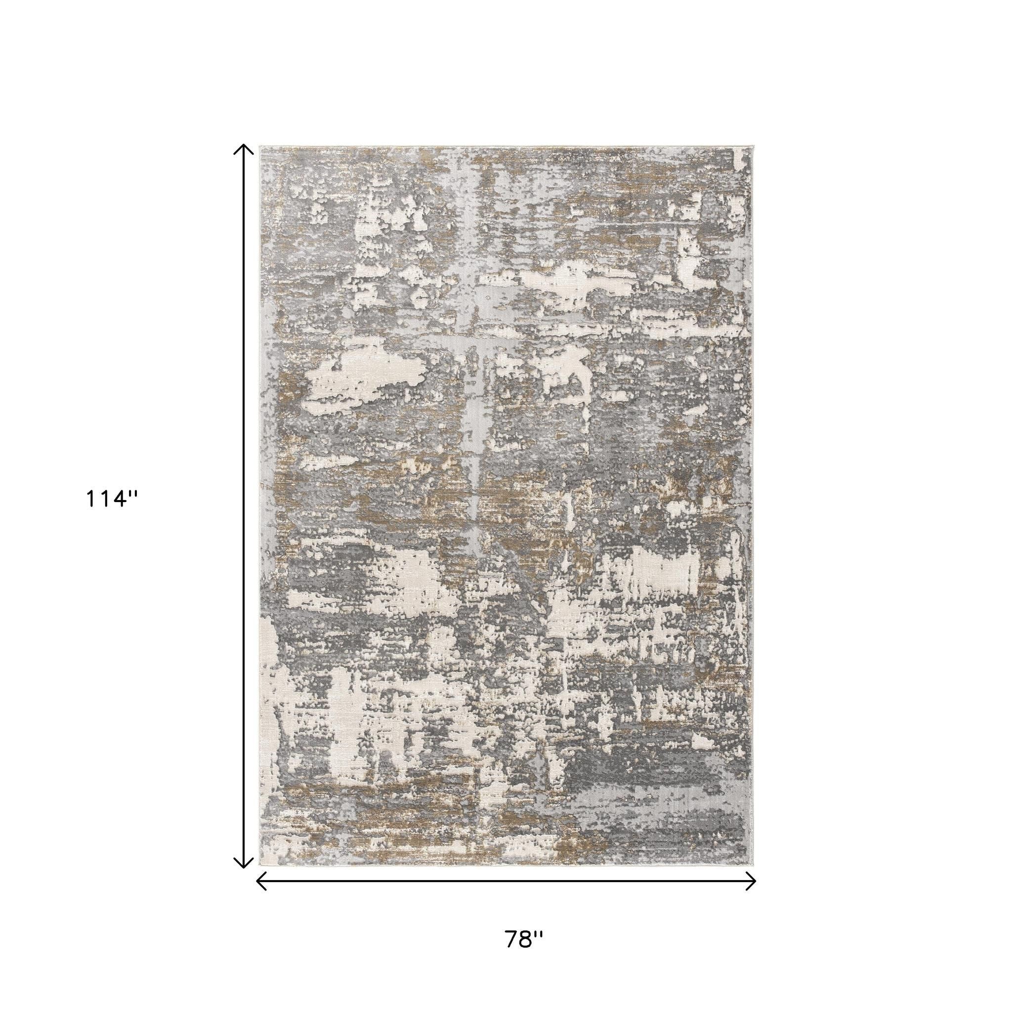 4' X 6' Beige And Gray Distressed Area Rug-Area Rugs-DECOROLALA