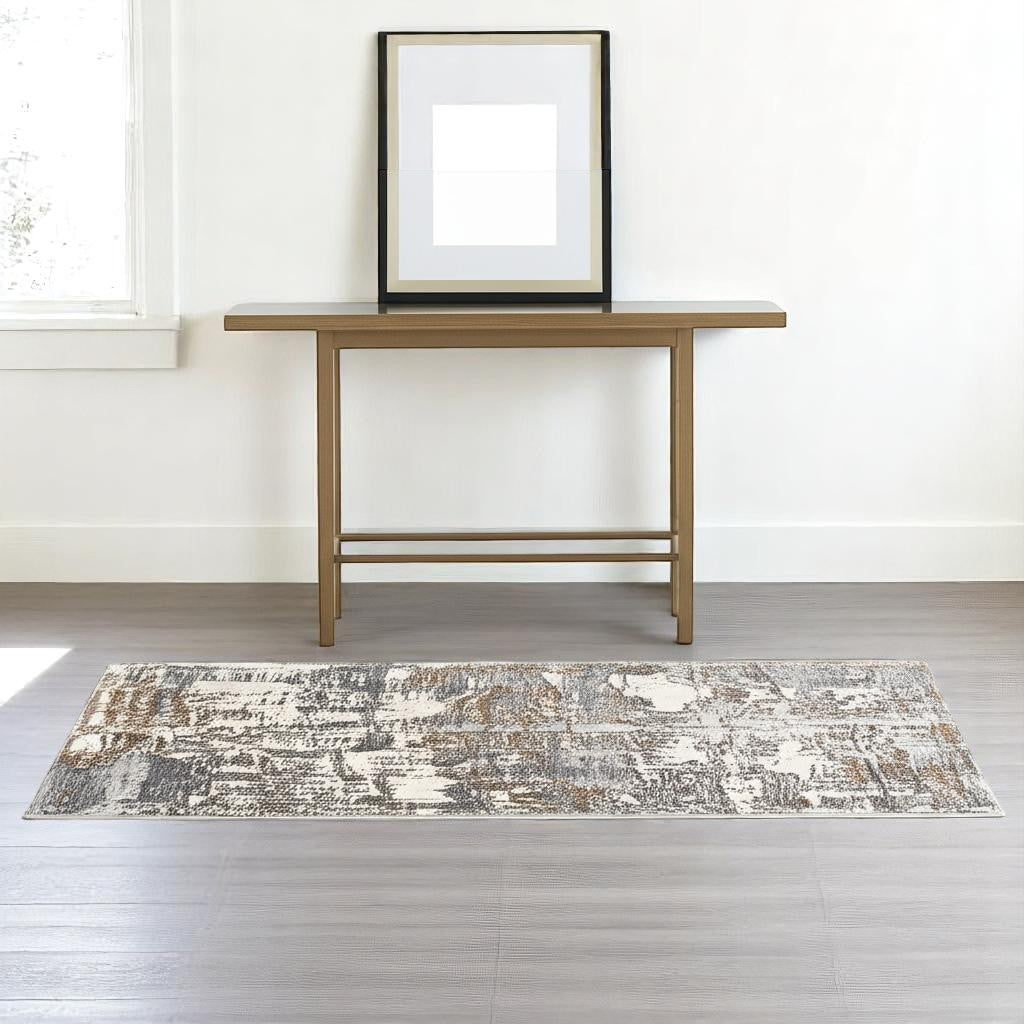 4' X 6' Beige And Gray Distressed Area Rug-Area Rugs-DECOROLALA