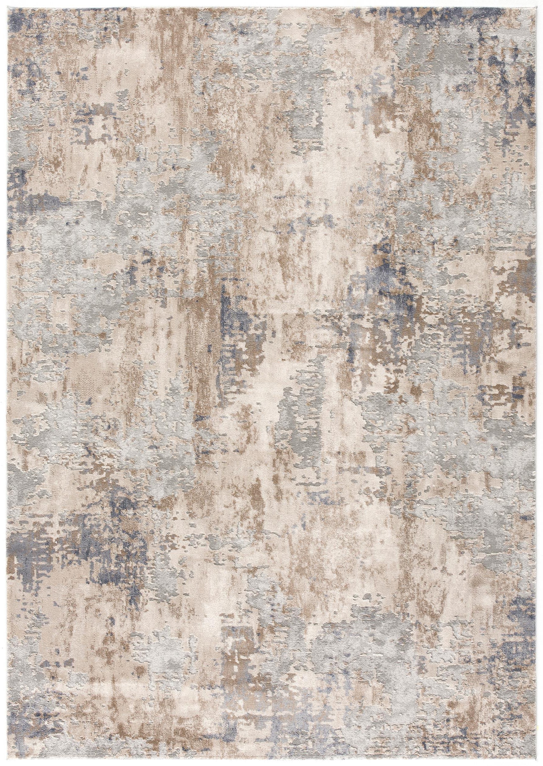 4' X 6' Beige And Ivory Abstract Area Rug-Area Rugs-DECOROLALA