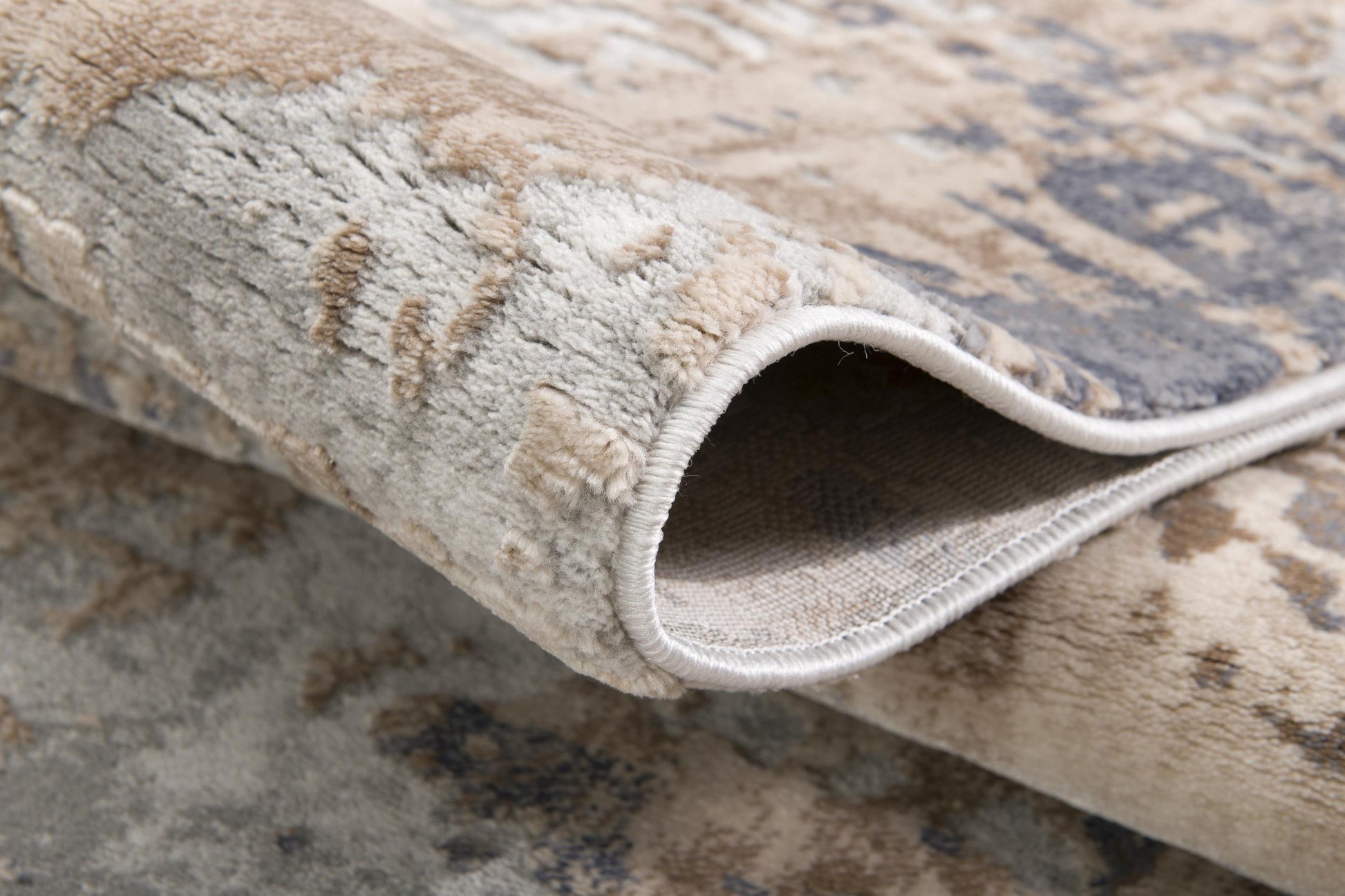 4' X 6' Beige And Ivory Abstract Area Rug-Area Rugs-DECOROLALA