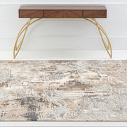 4' X 6' Beige And Ivory Abstract Area Rug-Area Rugs-DECOROLALA
