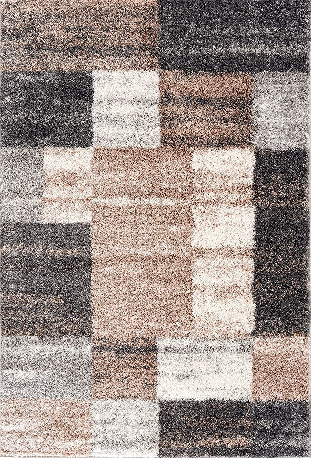 4' X 6' Beige Modern Blocks Area Rug-Area Rugs-DECOROLALA