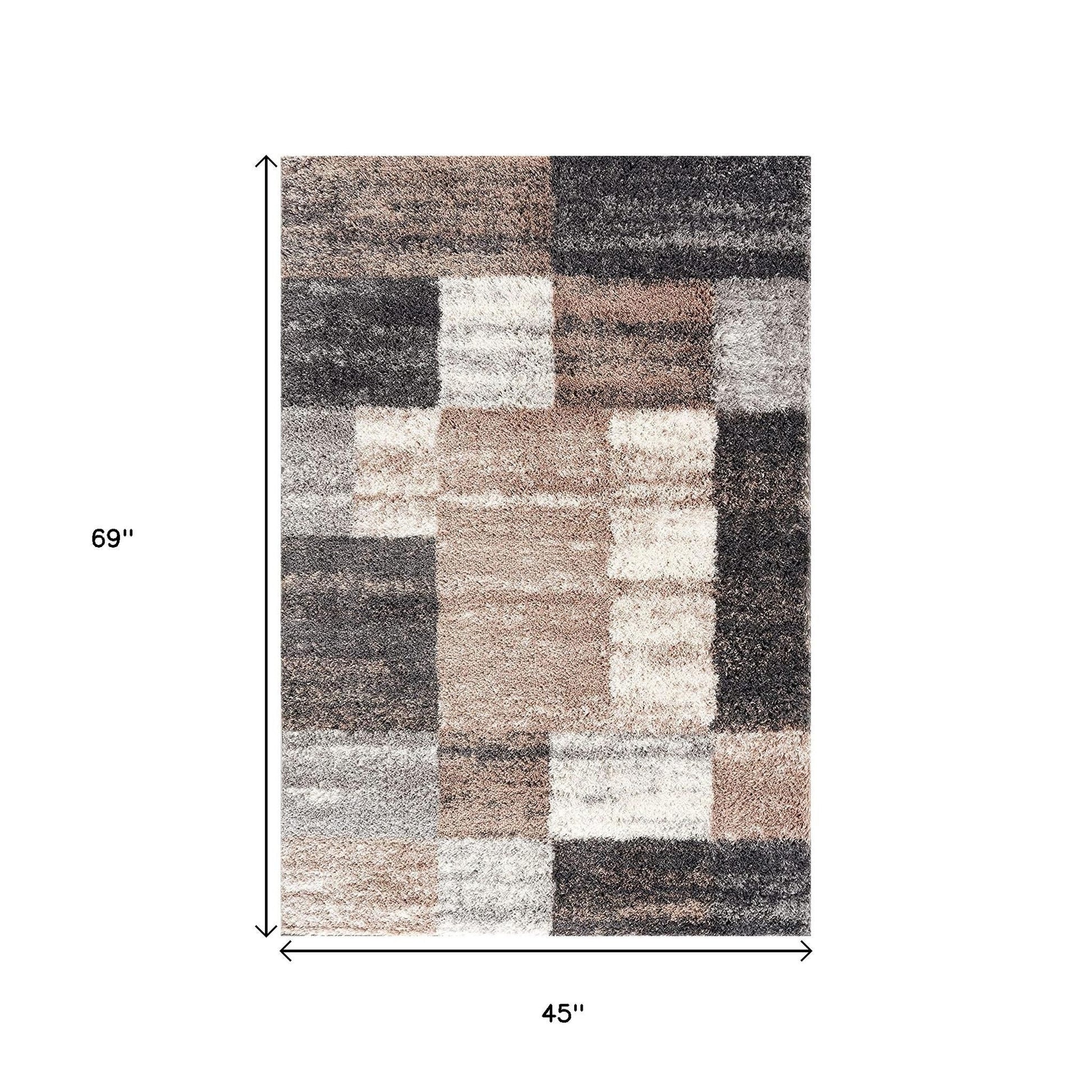 4' X 6' Beige Modern Blocks Area Rug-Area Rugs-DECOROLALA