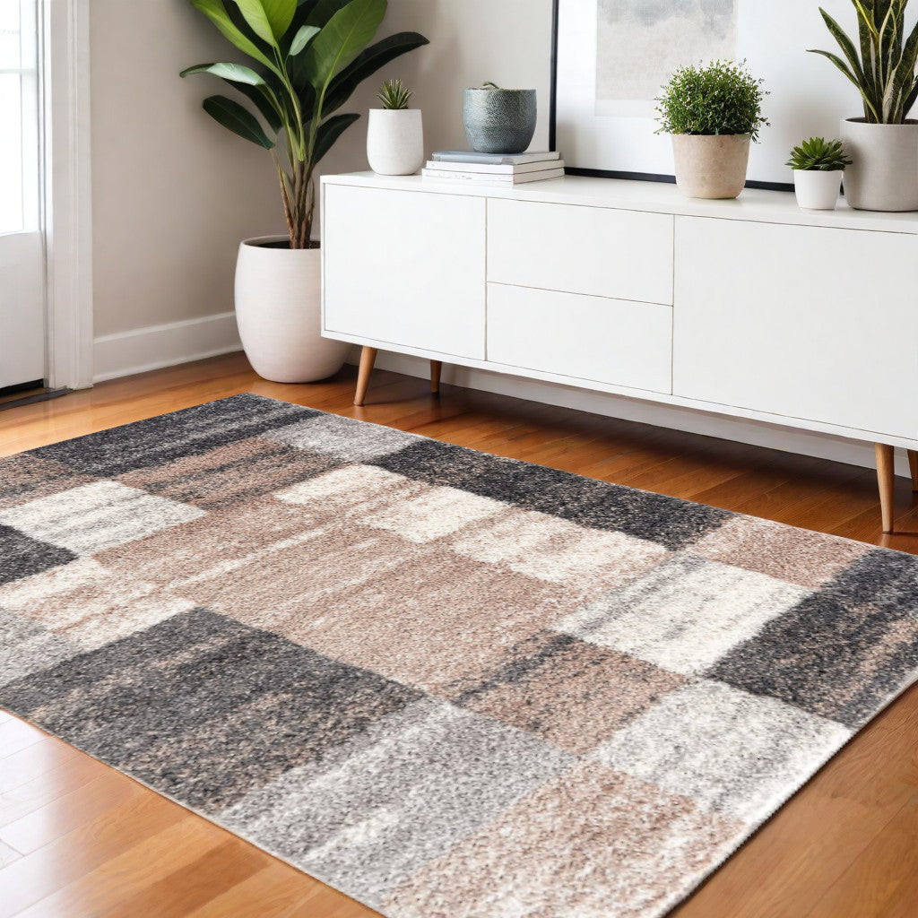 4' X 6' Beige Modern Blocks Area Rug-Area Rugs-DECOROLALA