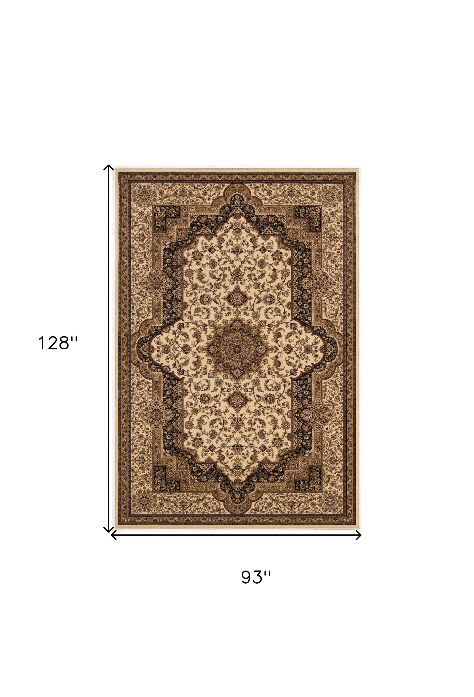 4' X 6' Black And Ivory Oriental Area Rug-Area Rugs-DECOROLALA