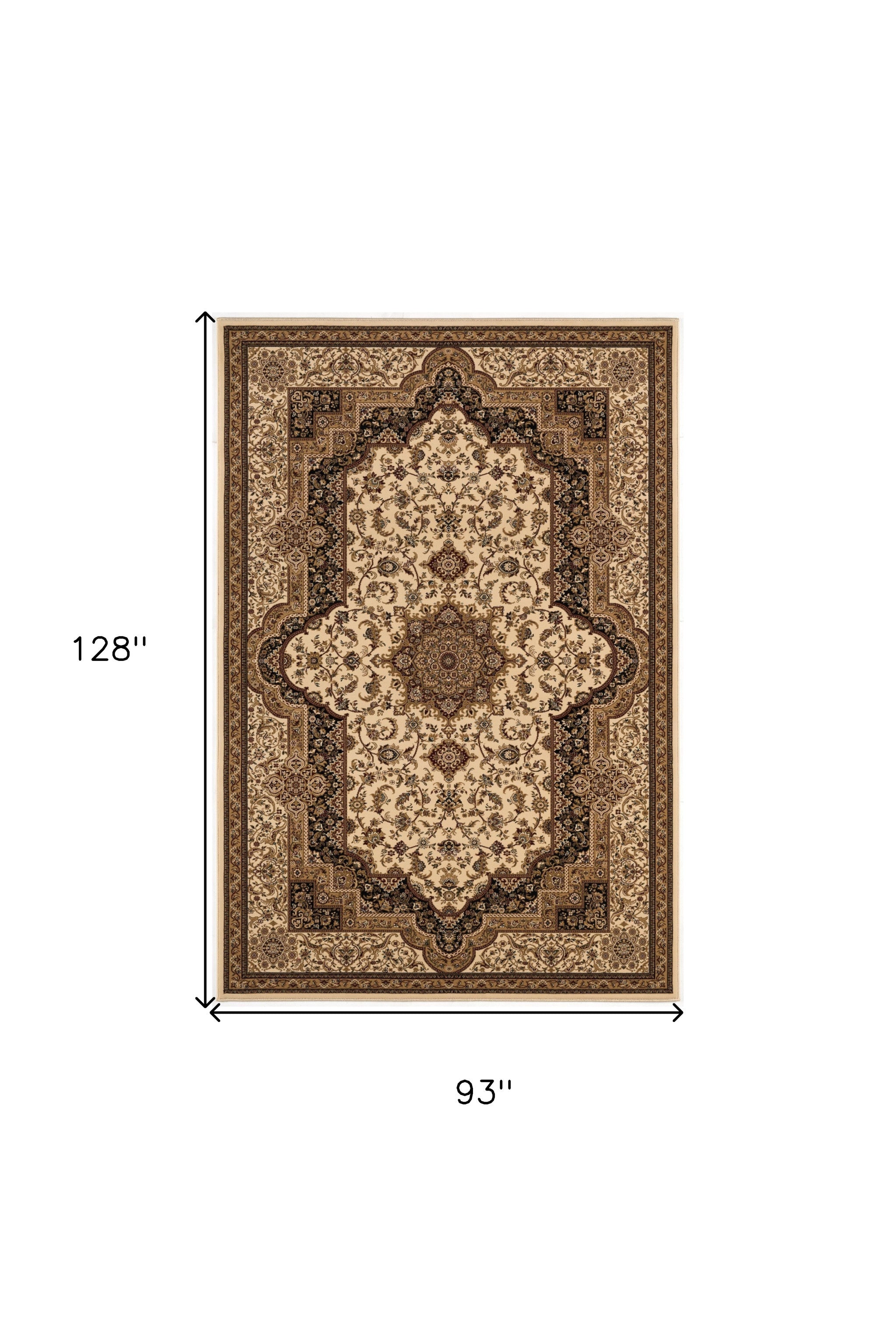 4' X 6' Black And Ivory Oriental Area Rug-Area Rugs-DECOROLALA