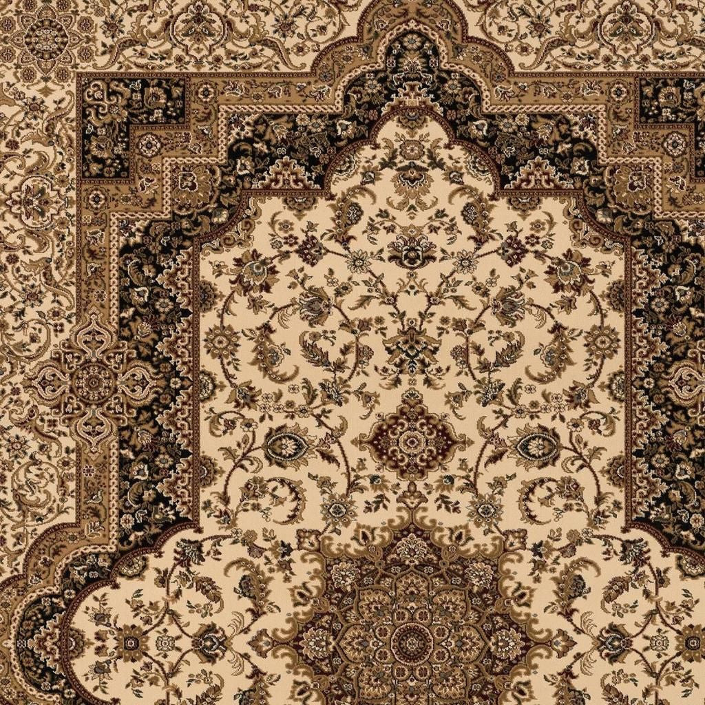 4' X 6' Black And Ivory Oriental Area Rug-Area Rugs-DECOROLALA