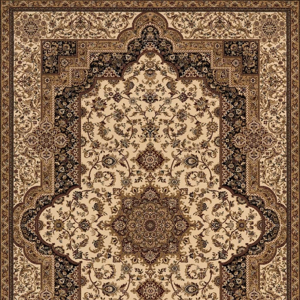 4' X 6' Black And Ivory Oriental Area Rug-Area Rugs-DECOROLALA