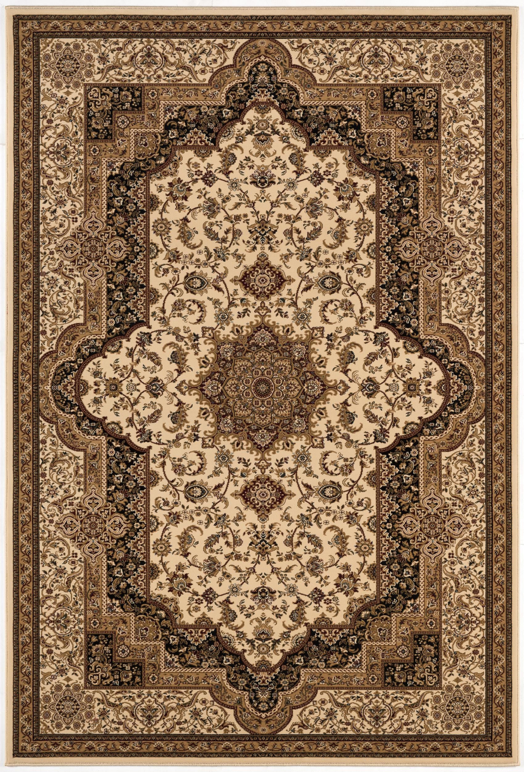 4' X 6' Black And Ivory Oriental Area Rug-Area Rugs-DECOROLALA