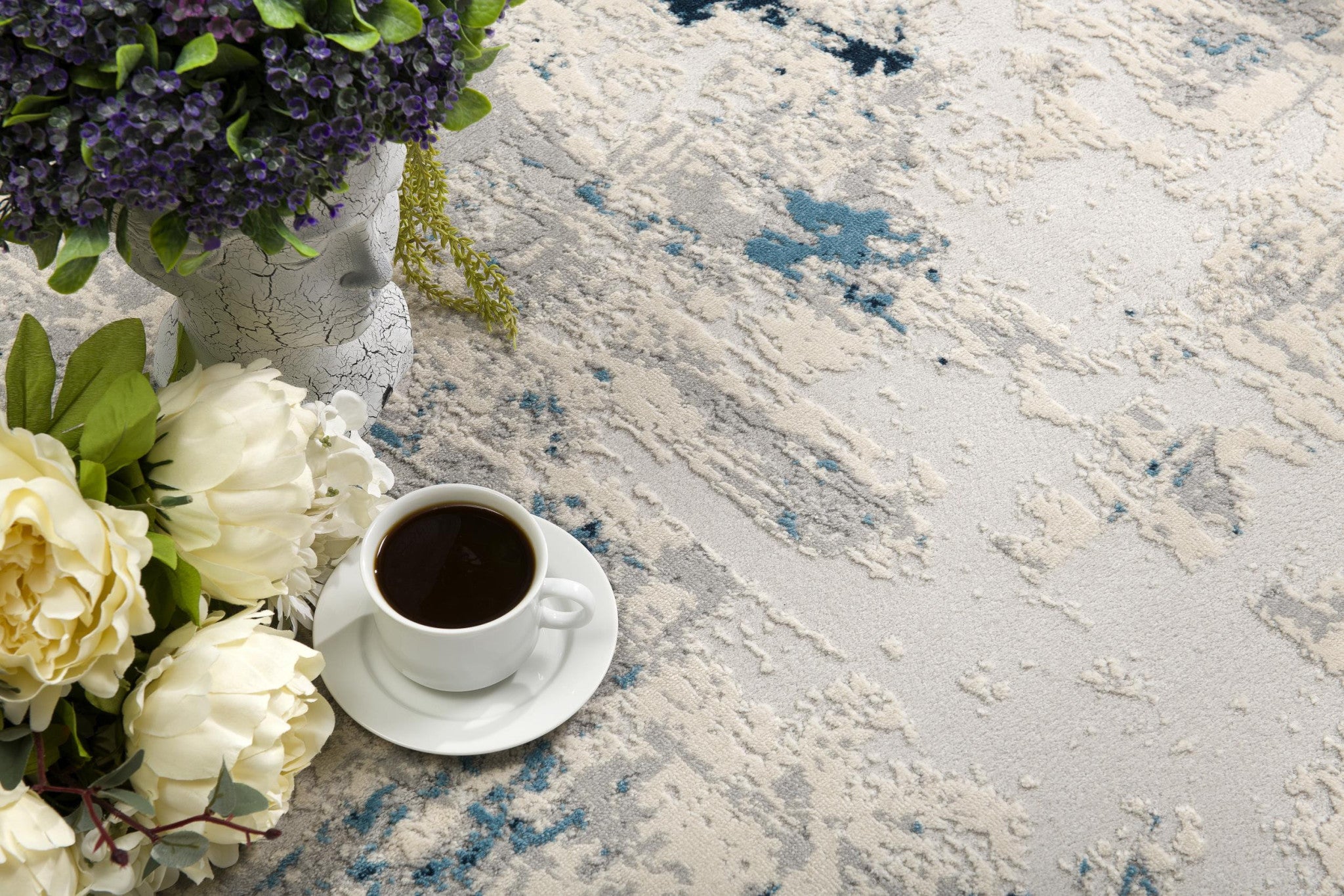 4' X 6' Blue Abstract Dhurrie Area Rug-Area Rugs-DECOROLALA