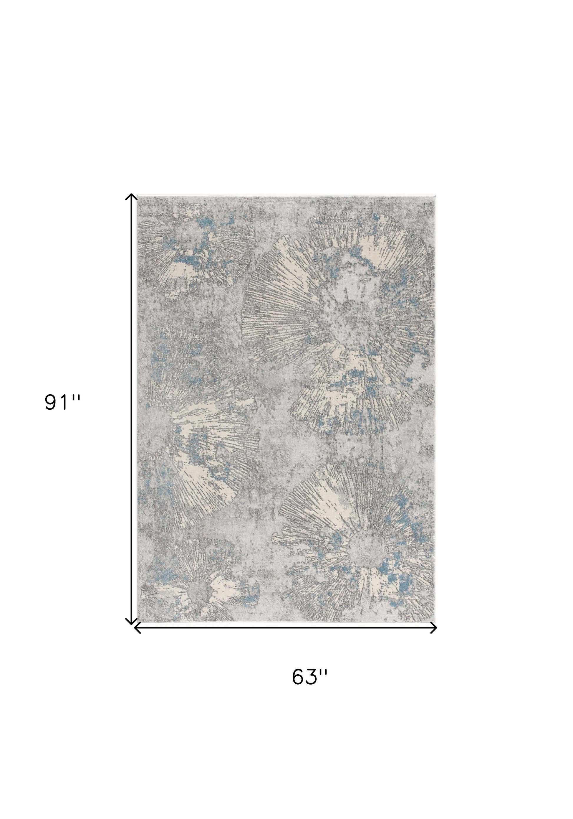 4' X 6' Blue Abstract Dhurrie Area Rug-Area Rugs-DECOROLALA