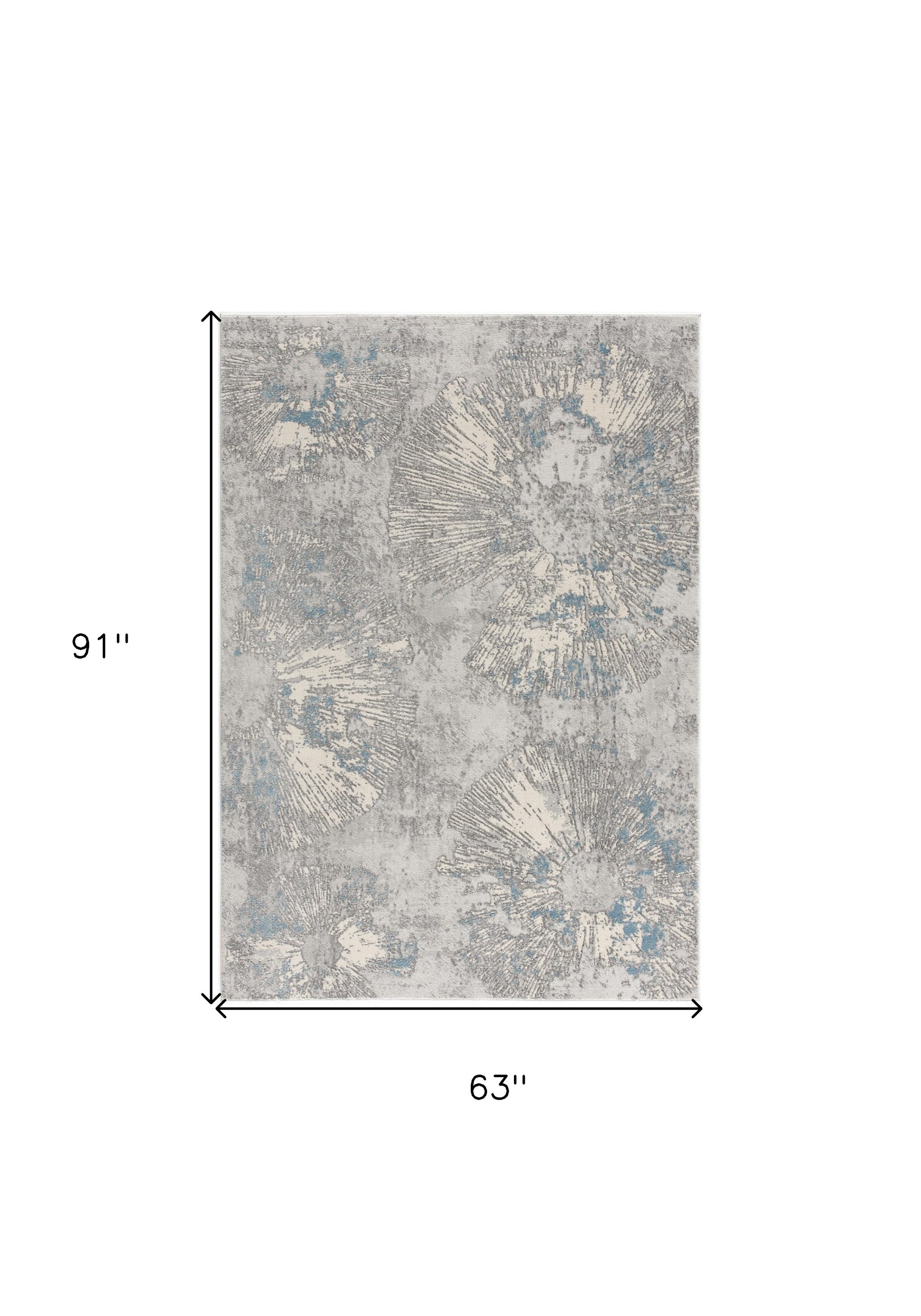 4' X 6' Blue Abstract Dhurrie Area Rug-Area Rugs-DECOROLALA