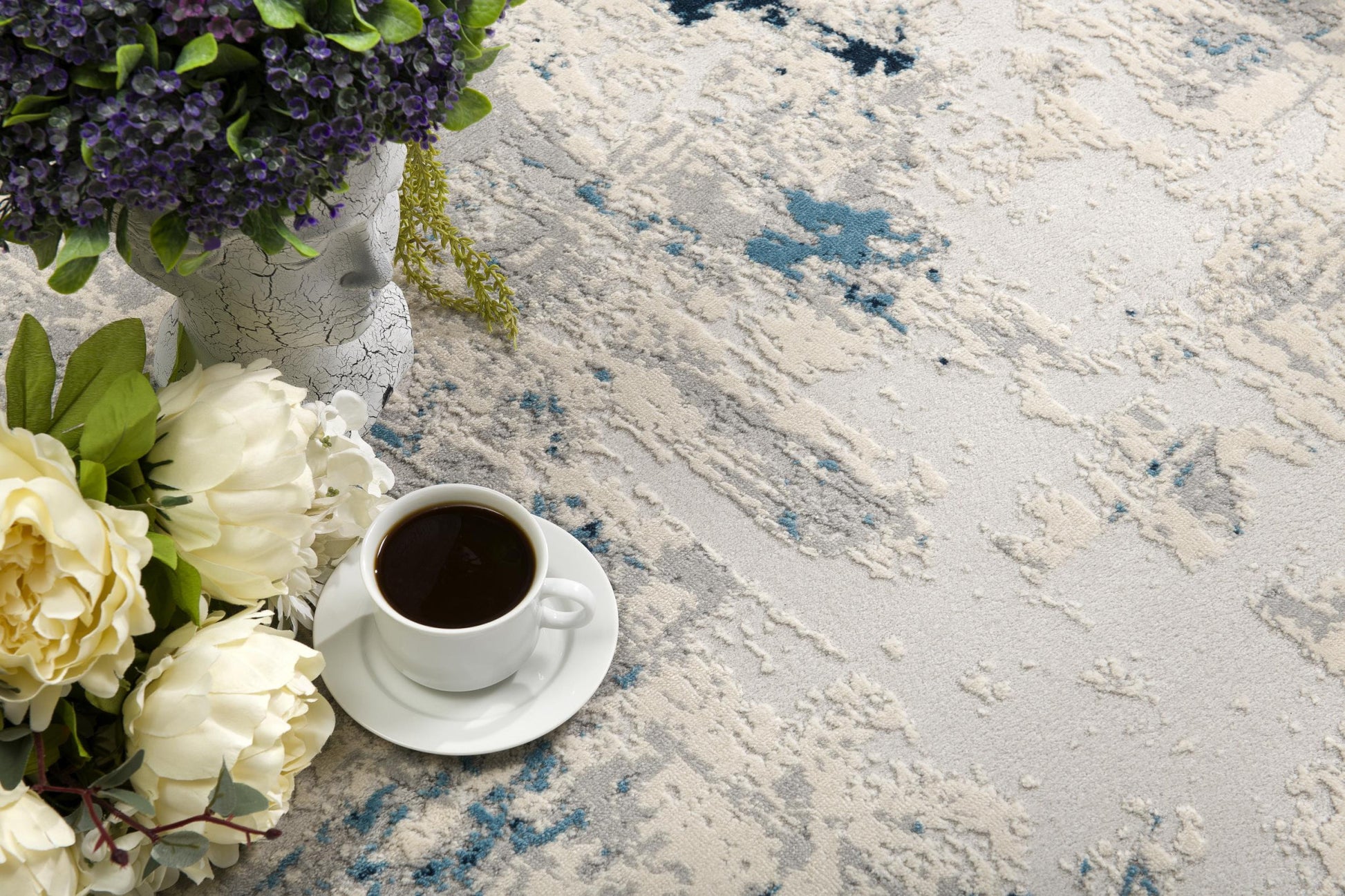 4' X 6' Blue Abstract Dhurrie Area Rug-Area Rugs-DECOROLALA