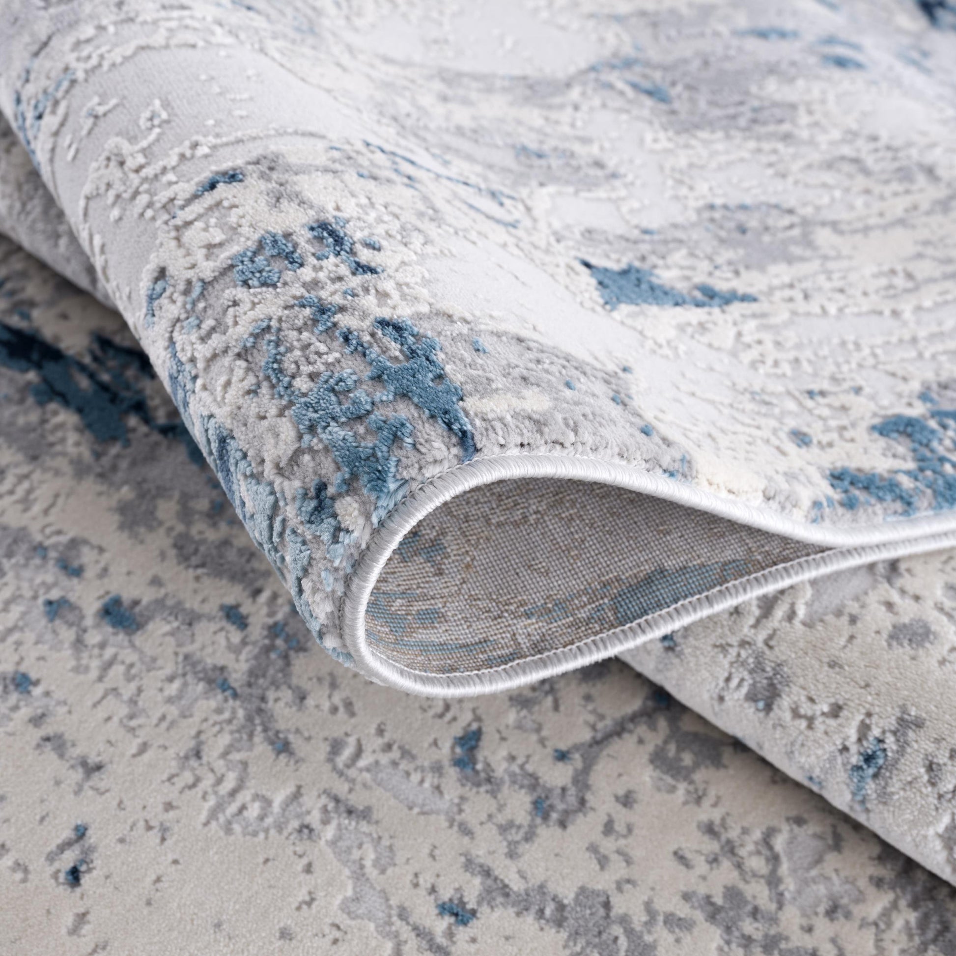 4' X 6' Blue Abstract Dhurrie Area Rug-Area Rugs-DECOROLALA