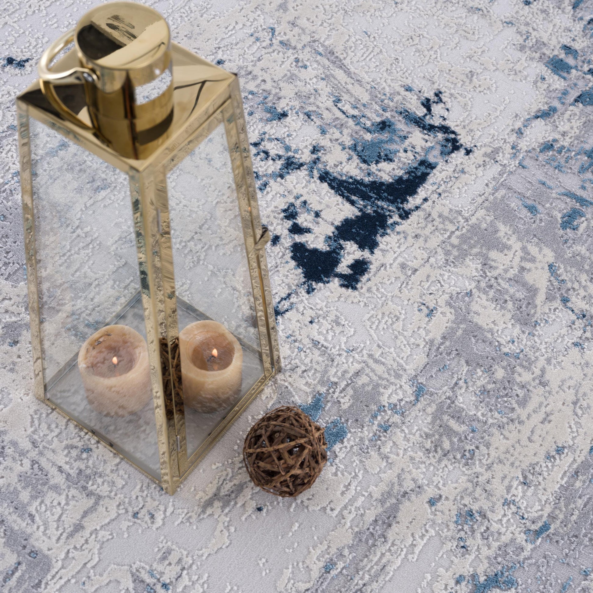 4' X 6' Blue Abstract Dhurrie Area Rug-Area Rugs-DECOROLALA