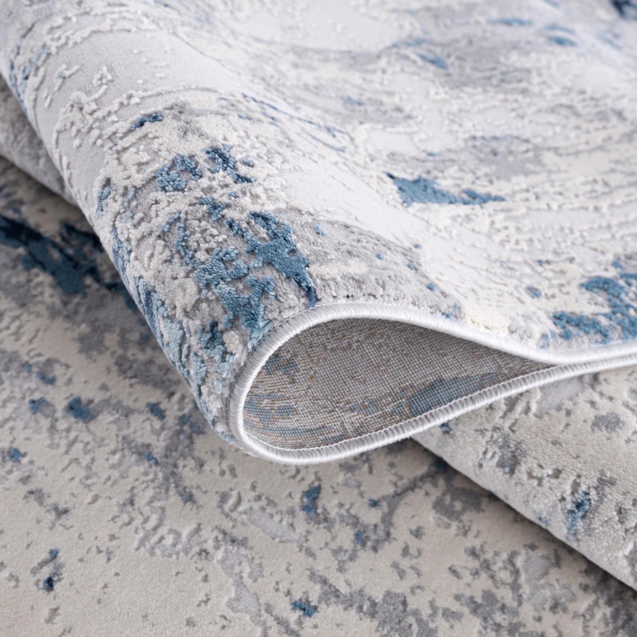 4' X 6' Blue Abstract Dhurrie Area Rug-Area Rugs-DECOROLALA