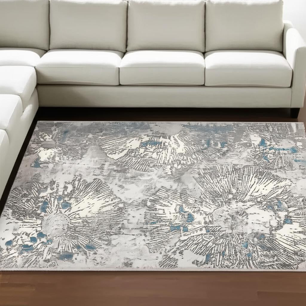 4' X 6' Blue Abstract Dhurrie Area Rug-Area Rugs-DECOROLALA
