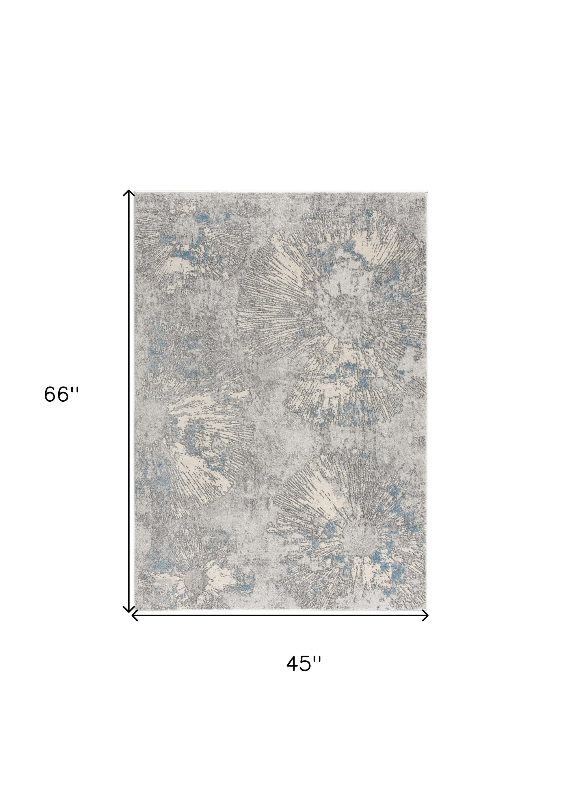 4' X 6' Blue Abstract Dhurrie Area Rug-Area Rugs-DECOROLALA