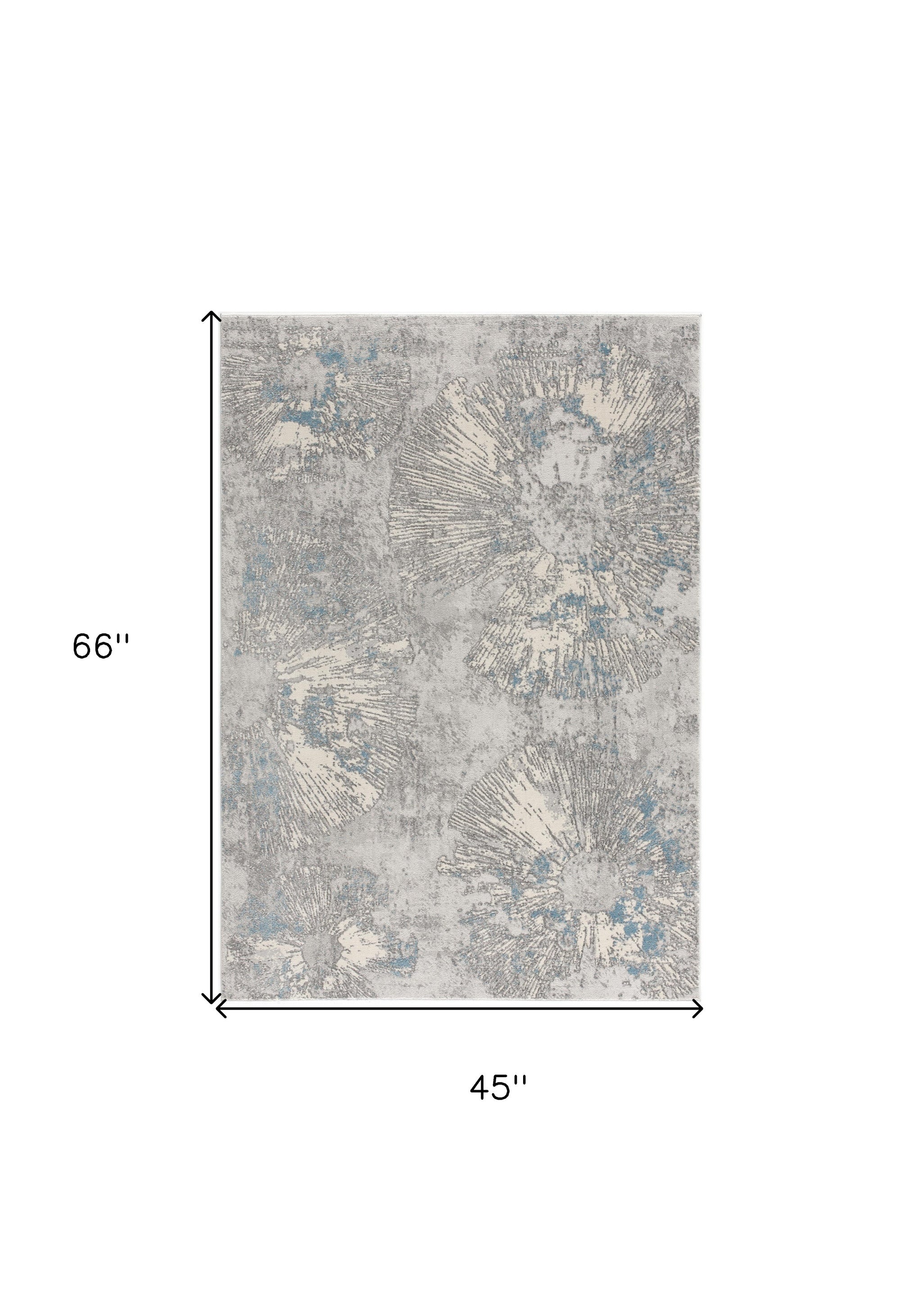 4' X 6' Blue Abstract Dhurrie Area Rug-Area Rugs-DECOROLALA