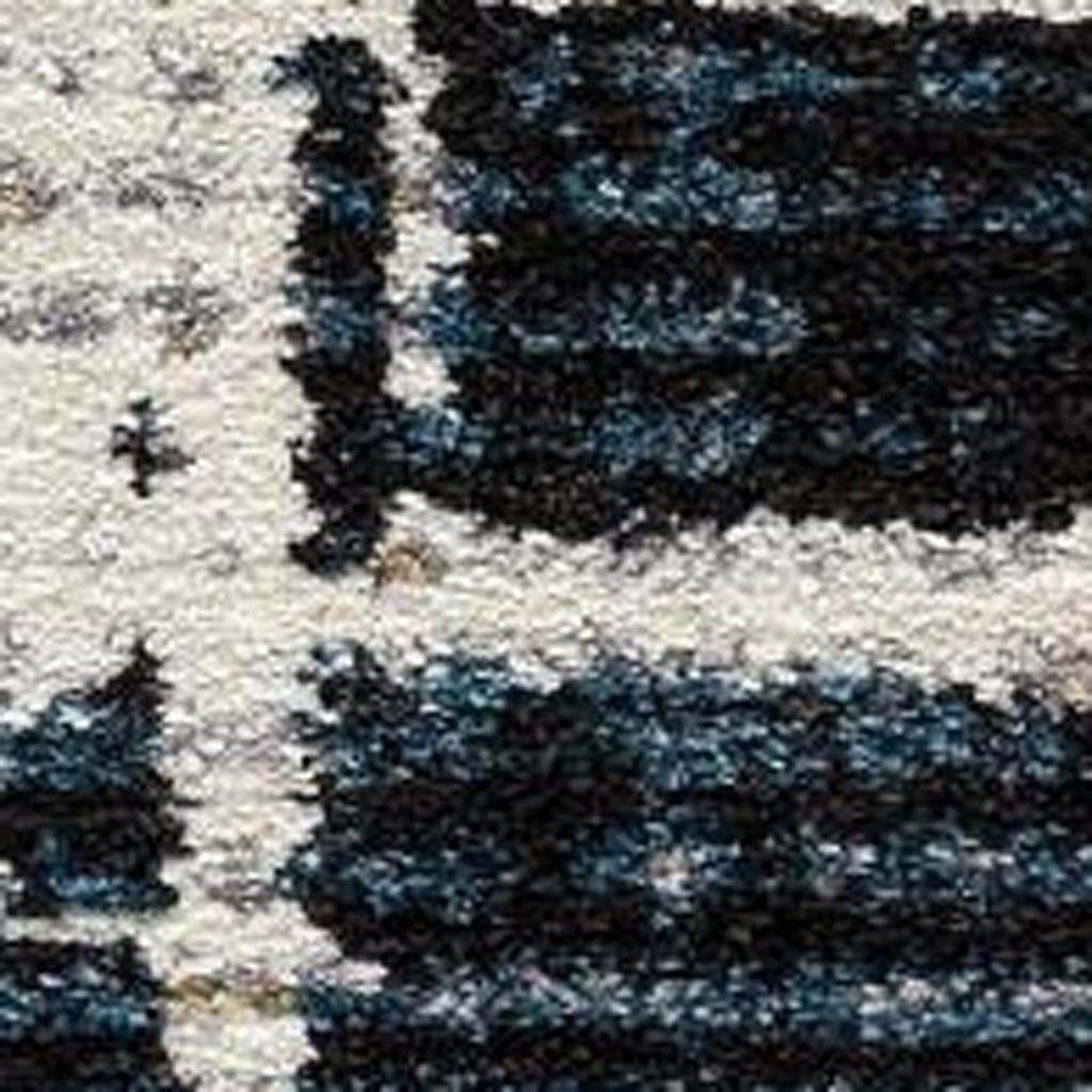 4' X 6' Blue And Ivory Abstract Area Rug-Area Rugs-DECOROLALA