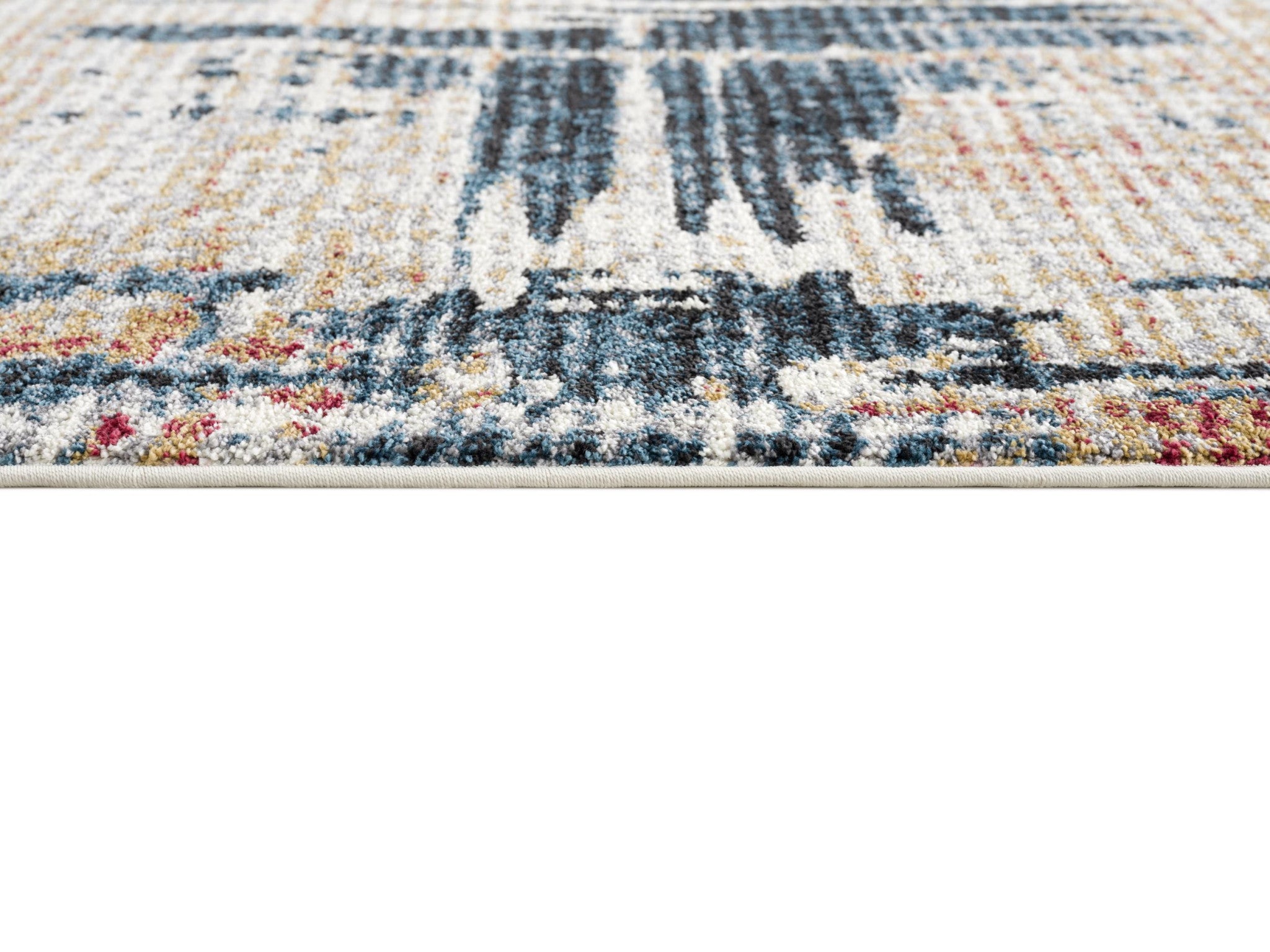 4' X 6' Blue And Ivory Abstract Area Rug-Area Rugs-DECOROLALA