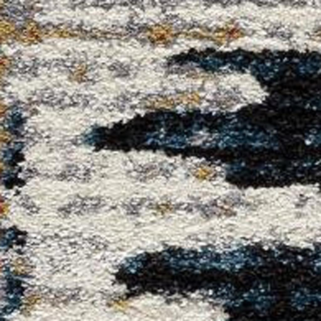 4' X 6' Blue And Ivory Abstract Area Rug-Area Rugs-DECOROLALA