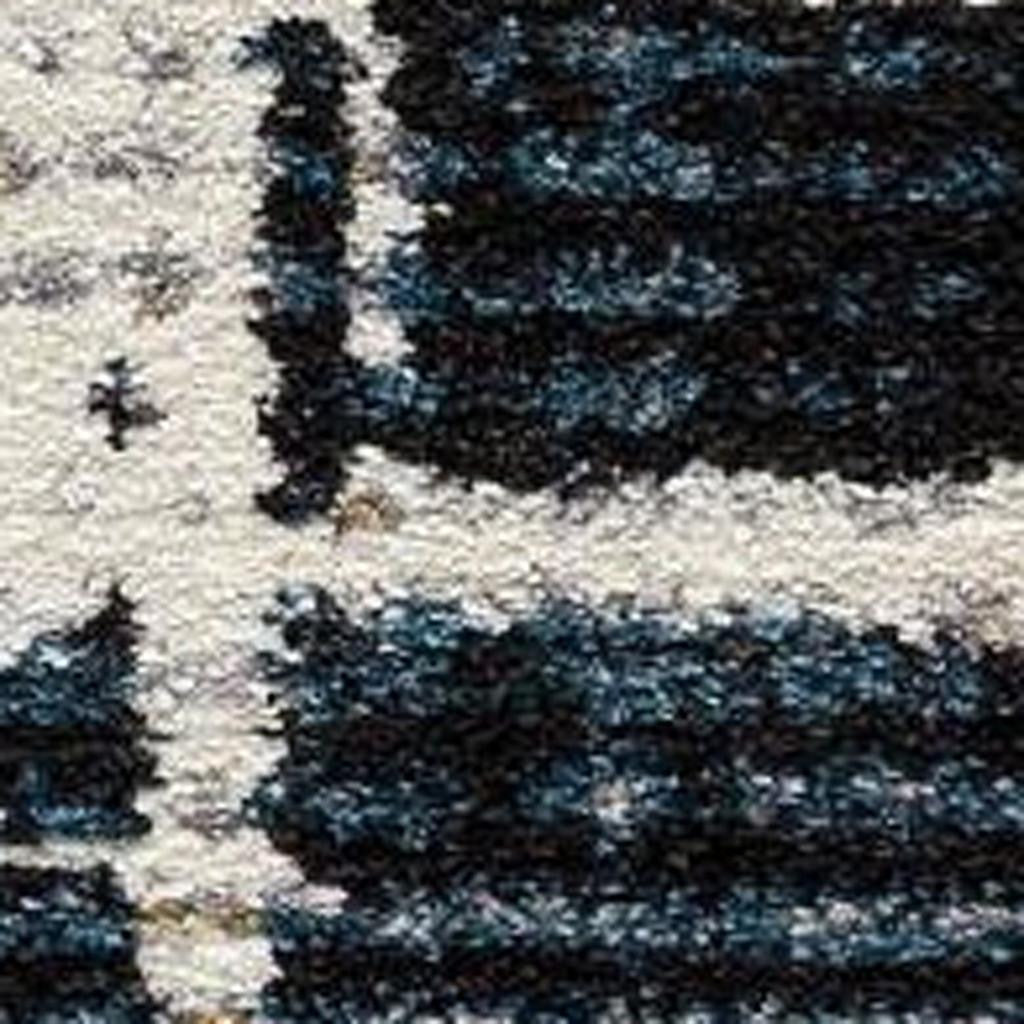 4' X 6' Blue And Ivory Abstract Area Rug-Area Rugs-DECOROLALA