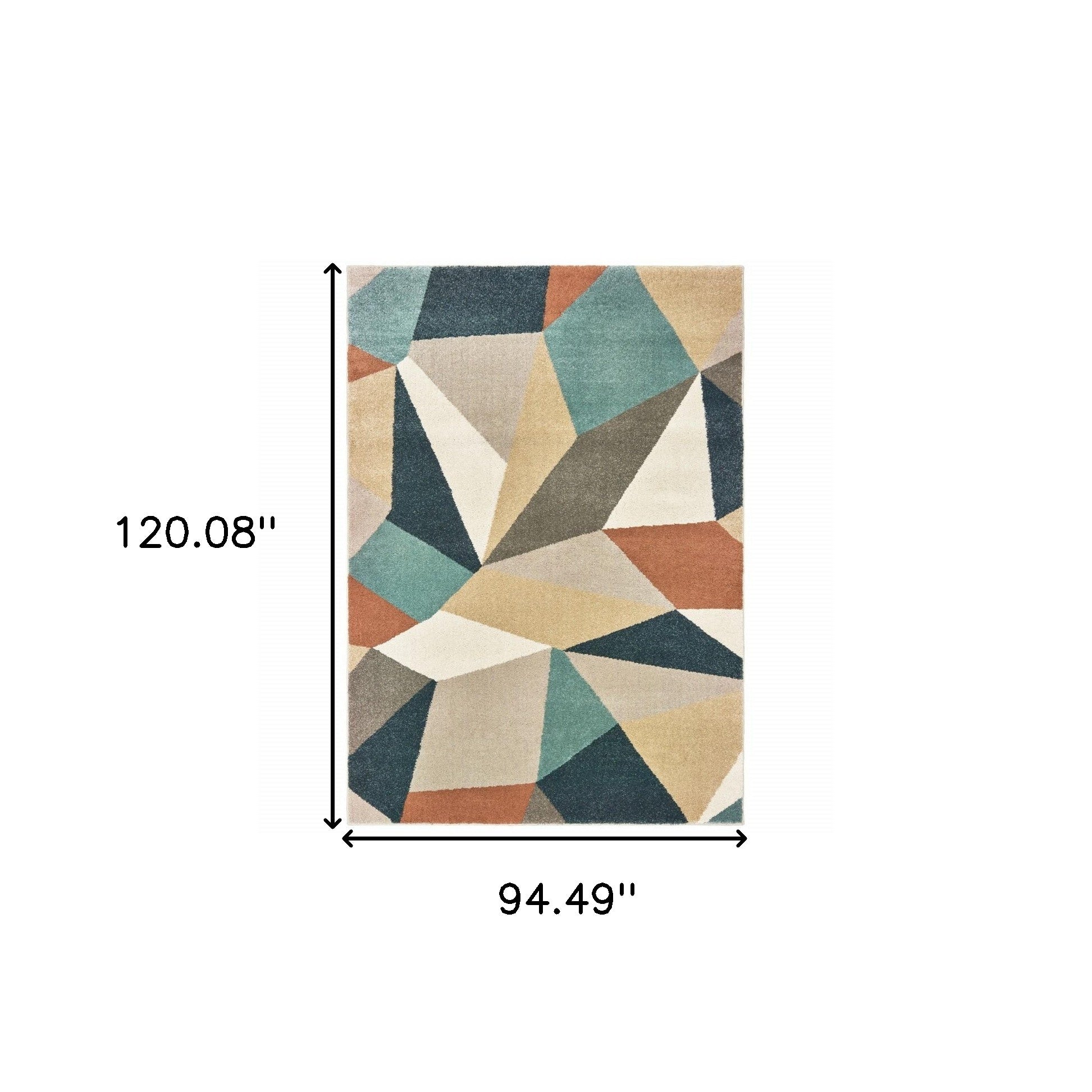 4' X 6' Blue Green And Beige Abstract Geometric Area Rug-Area Rugs-DECOROLALA