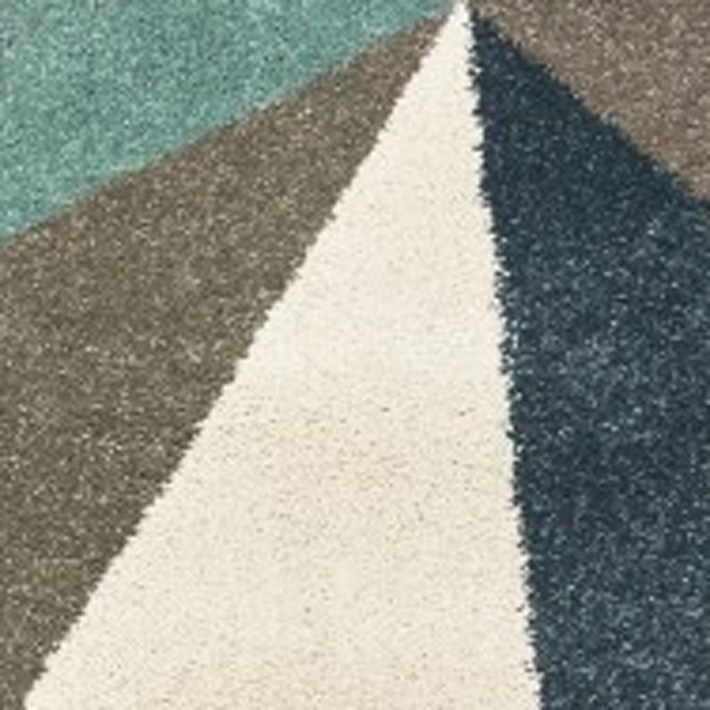 4' X 6' Blue Green And Beige Abstract Geometric Area Rug-Area Rugs-DECOROLALA