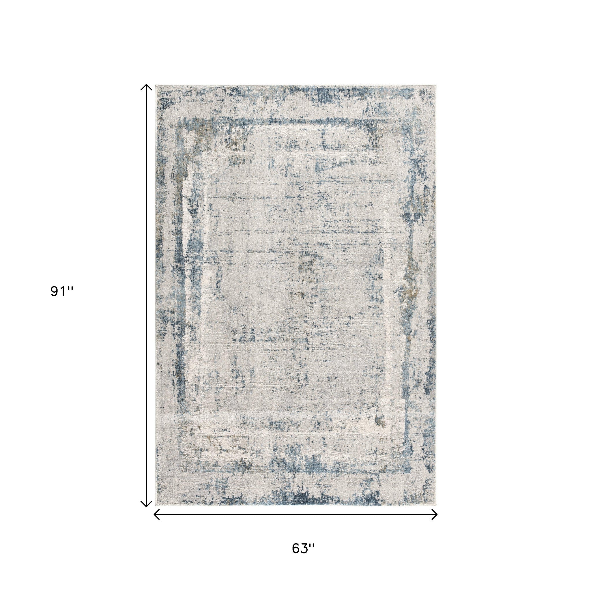 4' X 6' Blue and Ivory Abstract Power Loom Area Rug-Area Rugs-DECOROLALA