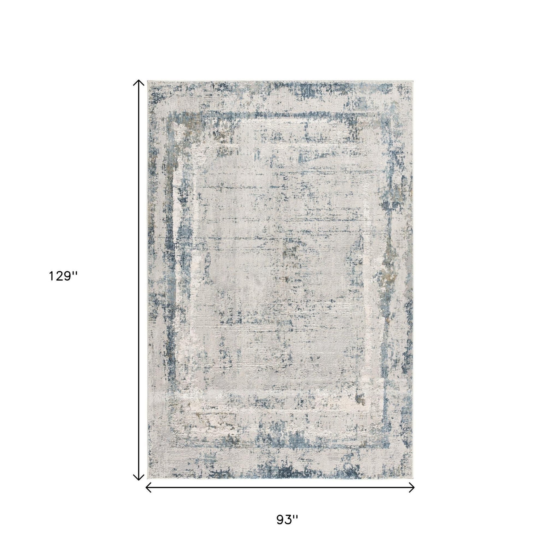 4' X 6' Blue and Ivory Abstract Power Loom Area Rug-Area Rugs-DECOROLALA