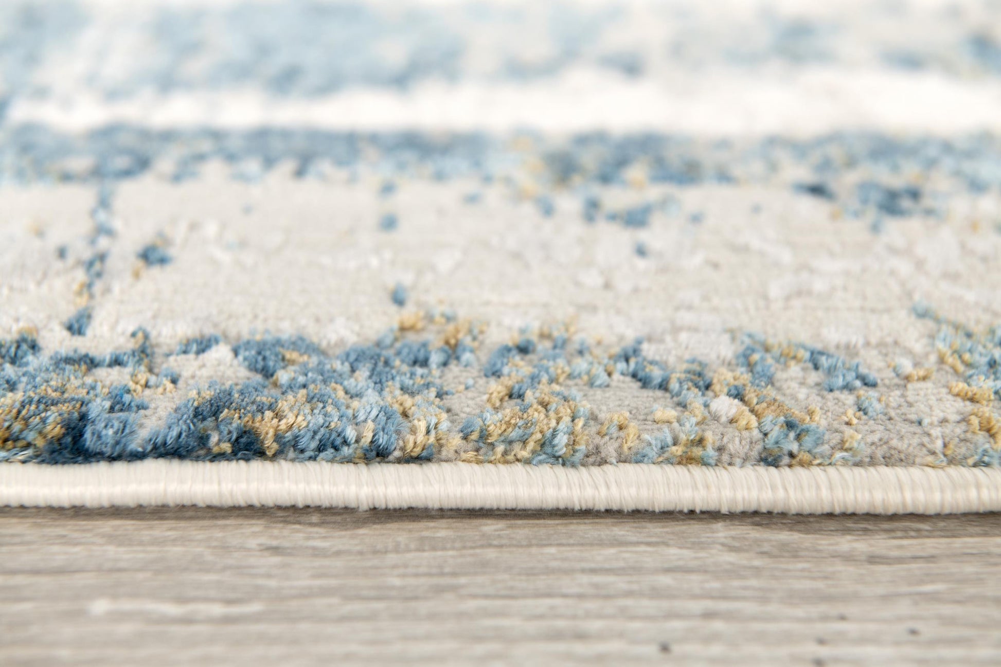 4' X 6' Blue and Ivory Abstract Power Loom Area Rug-Area Rugs-DECOROLALA