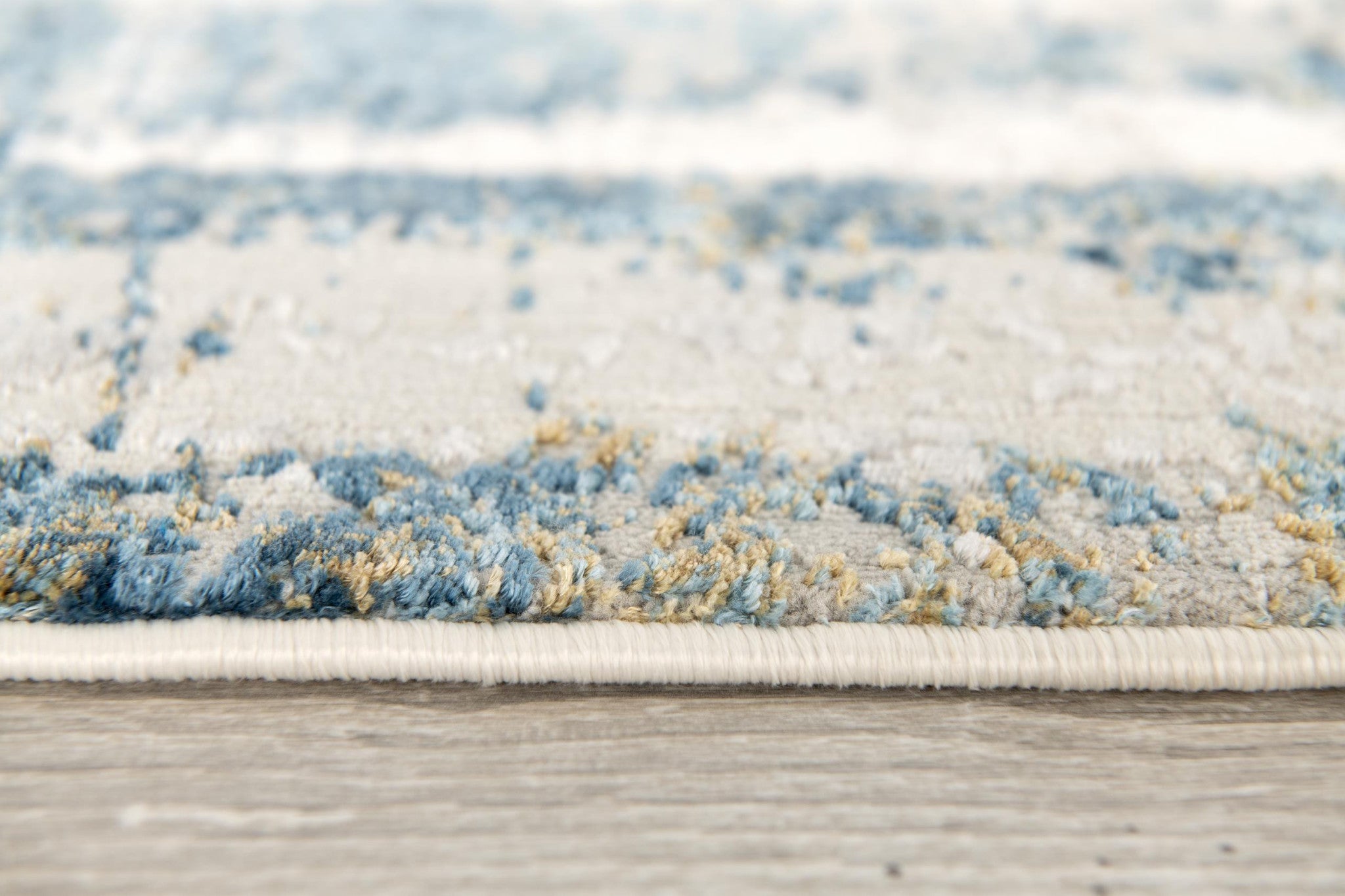 4' X 6' Blue and Ivory Abstract Power Loom Area Rug-Area Rugs-DECOROLALA