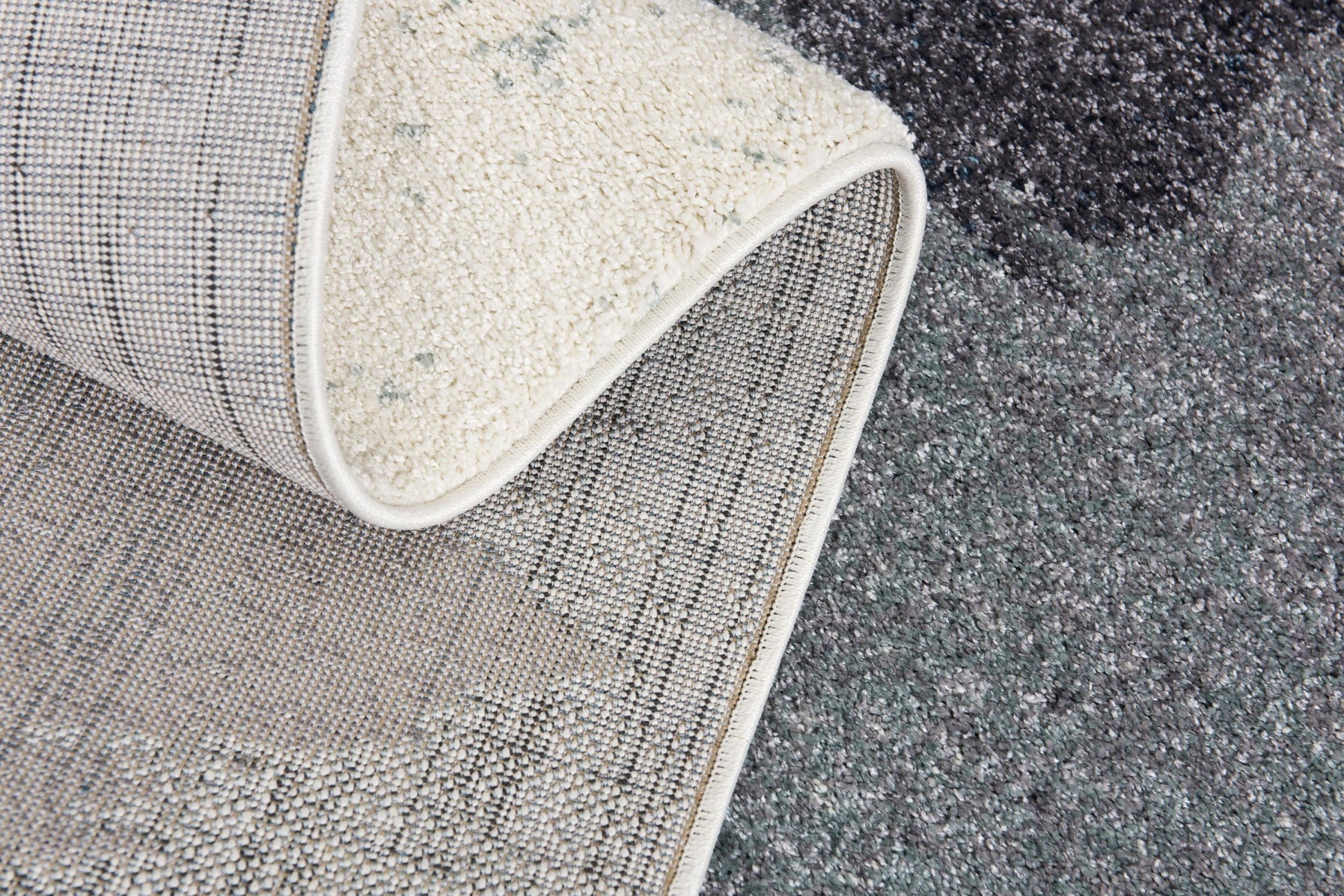 4' X 6' Blue and White Abstract Shag Power Loom Area Rug-Area Rugs-DECOROLALA