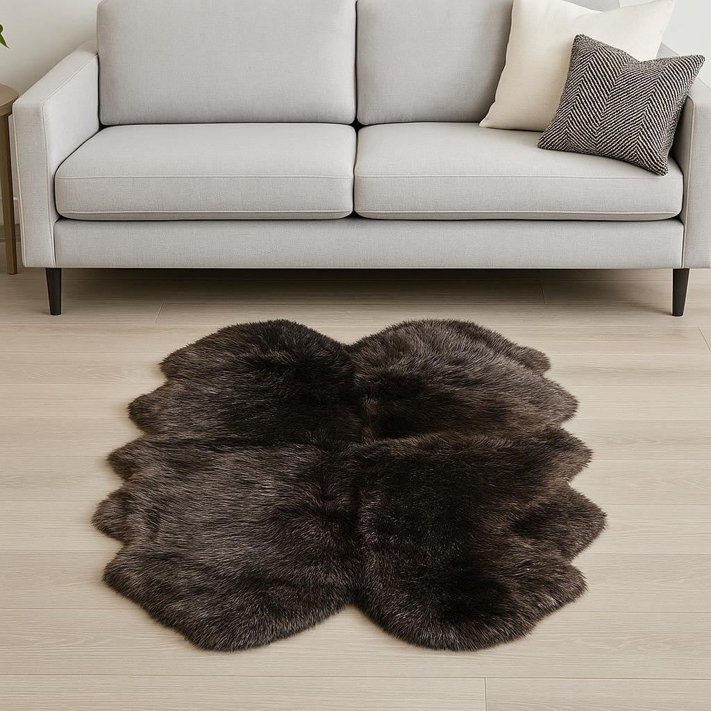 4' X 6' Chocolate Genuine Sheepskin Area Rug-Area Rugs-DECOROLALA