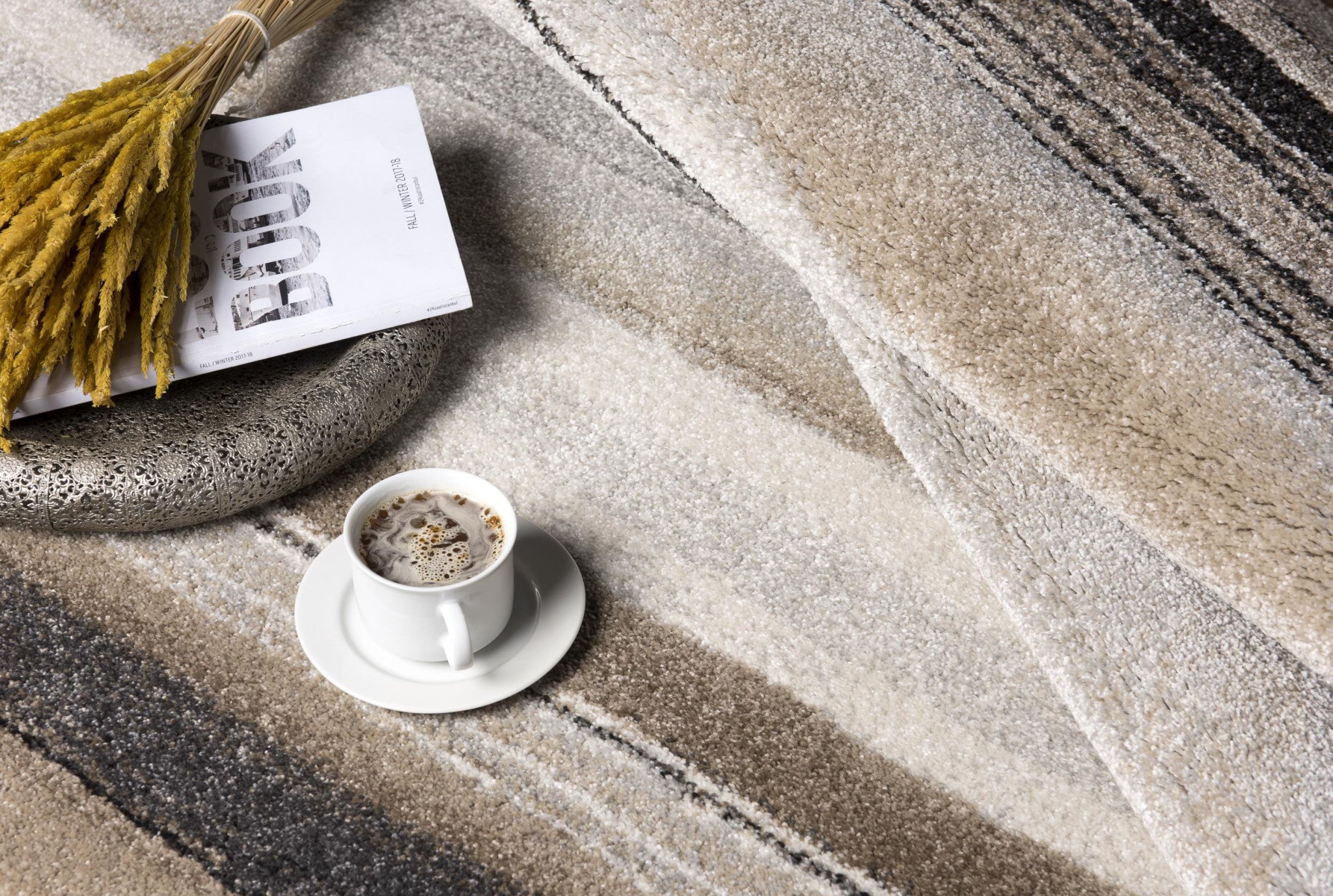 4' X 6' Cream and Tan Abstract Marble Area Rug-Area Rugs-DECOROLALA