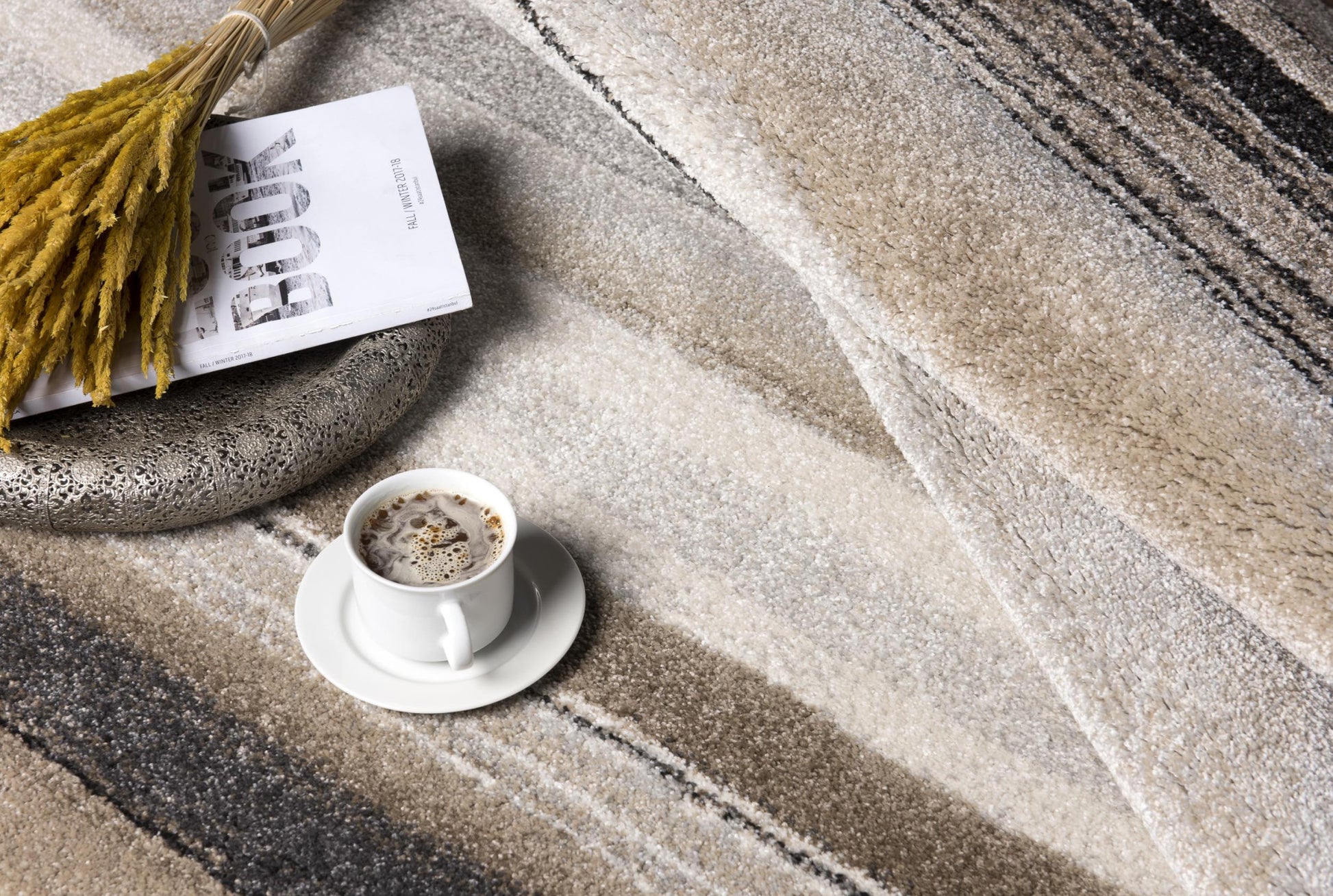 4' X 6' Cream and Tan Abstract Marble Area Rug-Area Rugs-DECOROLALA